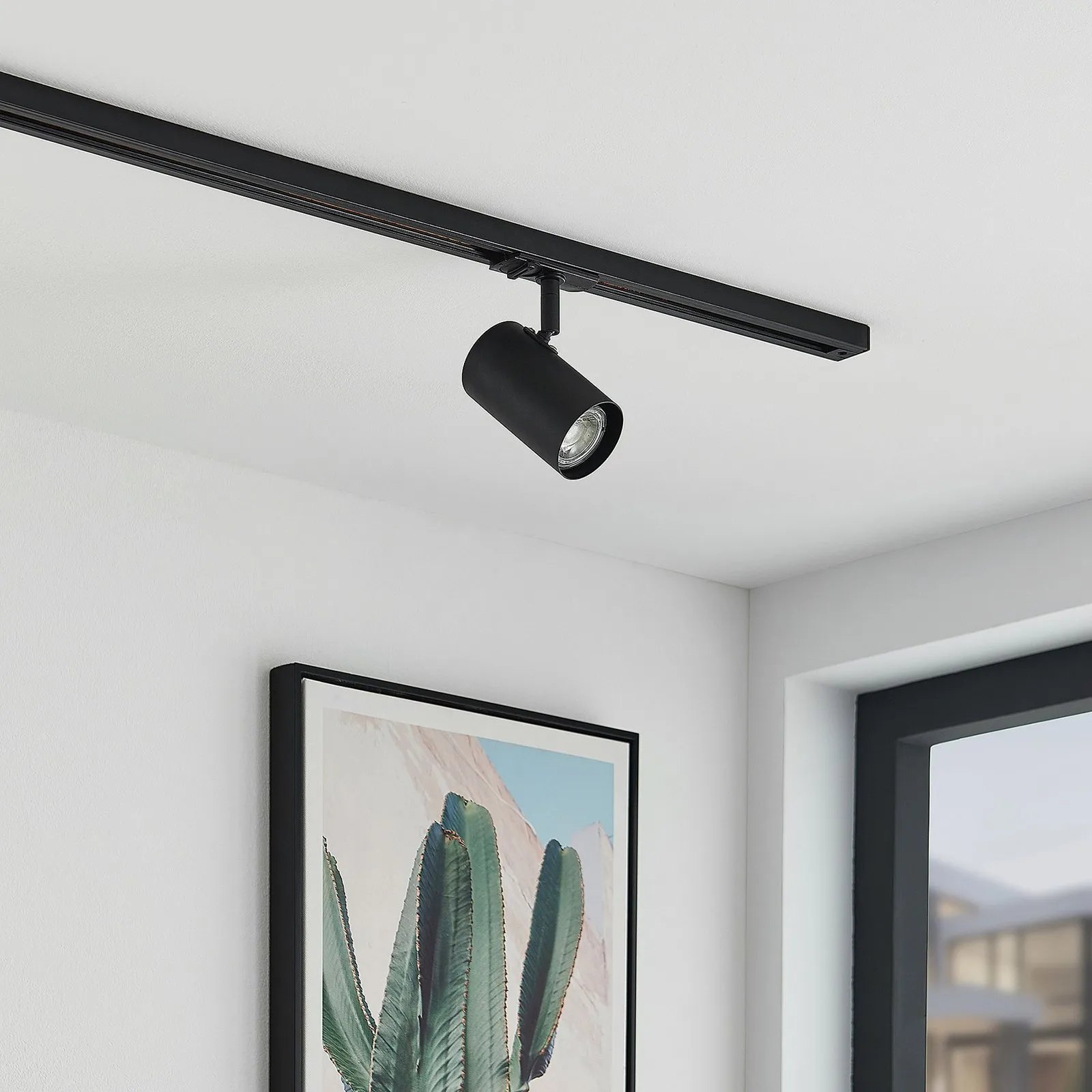 Lindby spot a binario GU10, Ø 6 cm, nero, monofase
