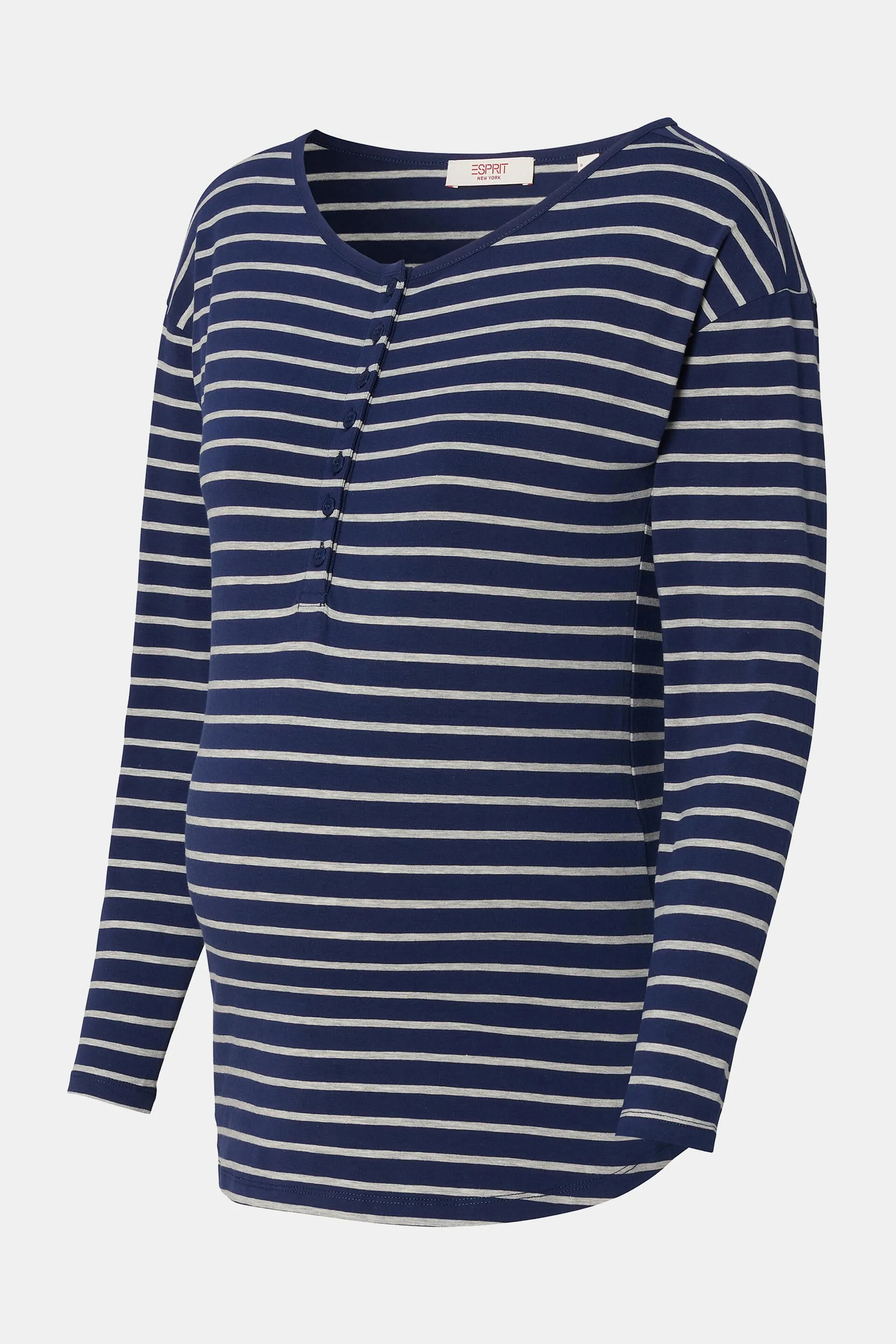Maglia con collo a serafino a righe a manica lunga