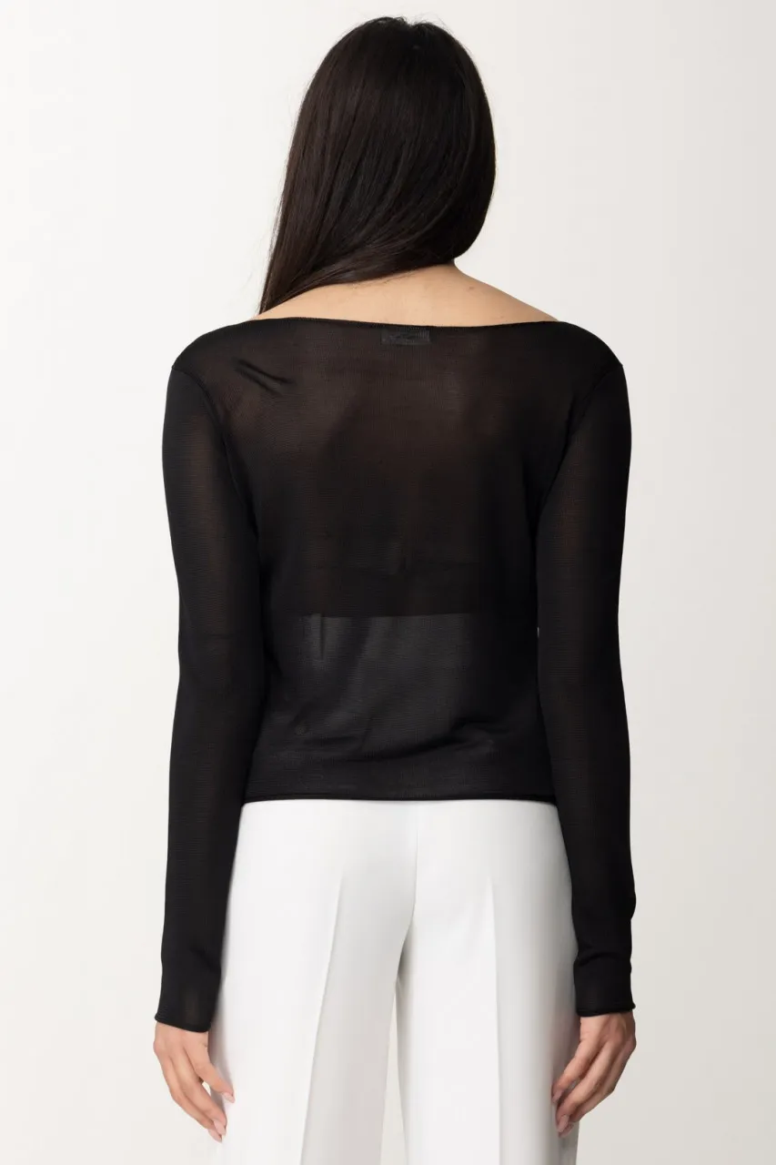 Maglia in tricot in viscosa lucida Nero