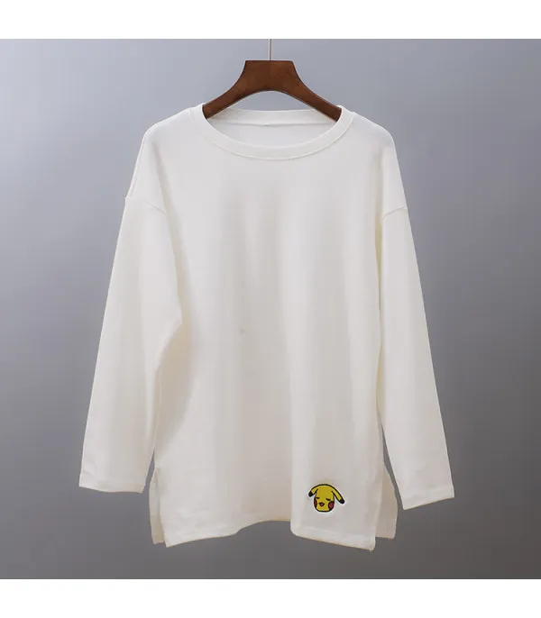 Maglia manica lunga ricami cartoon
