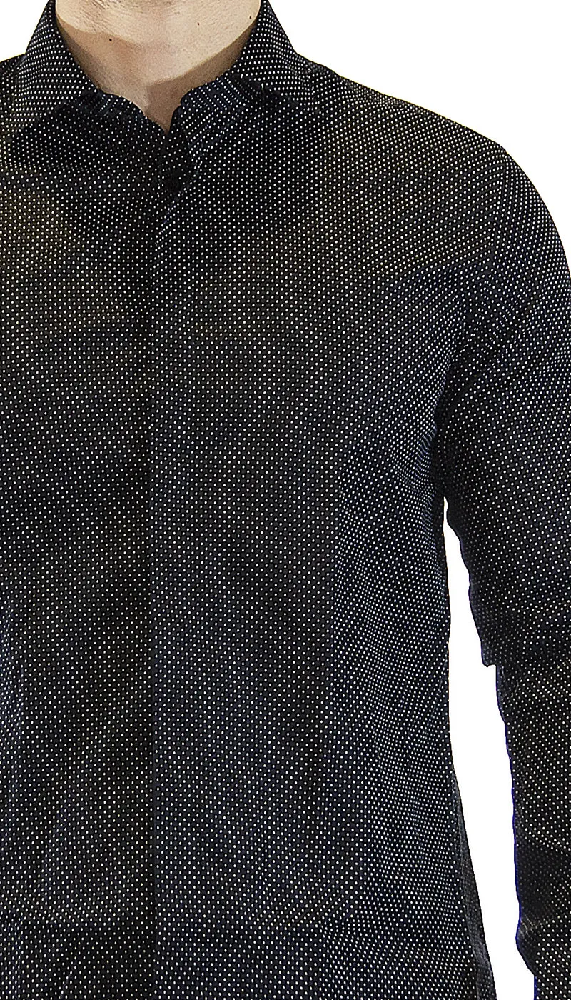 Manuel Ritz Camicia uomo nera a pois. 3030E651_213228
