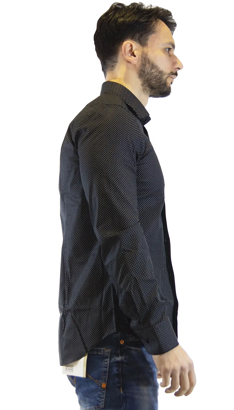 Manuel Ritz Camicia uomo nera a pois. 3030E651_213228