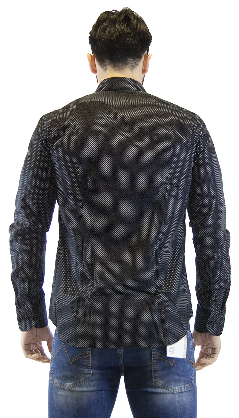 Manuel Ritz Camicia uomo nera a pois. 3030E651_213228