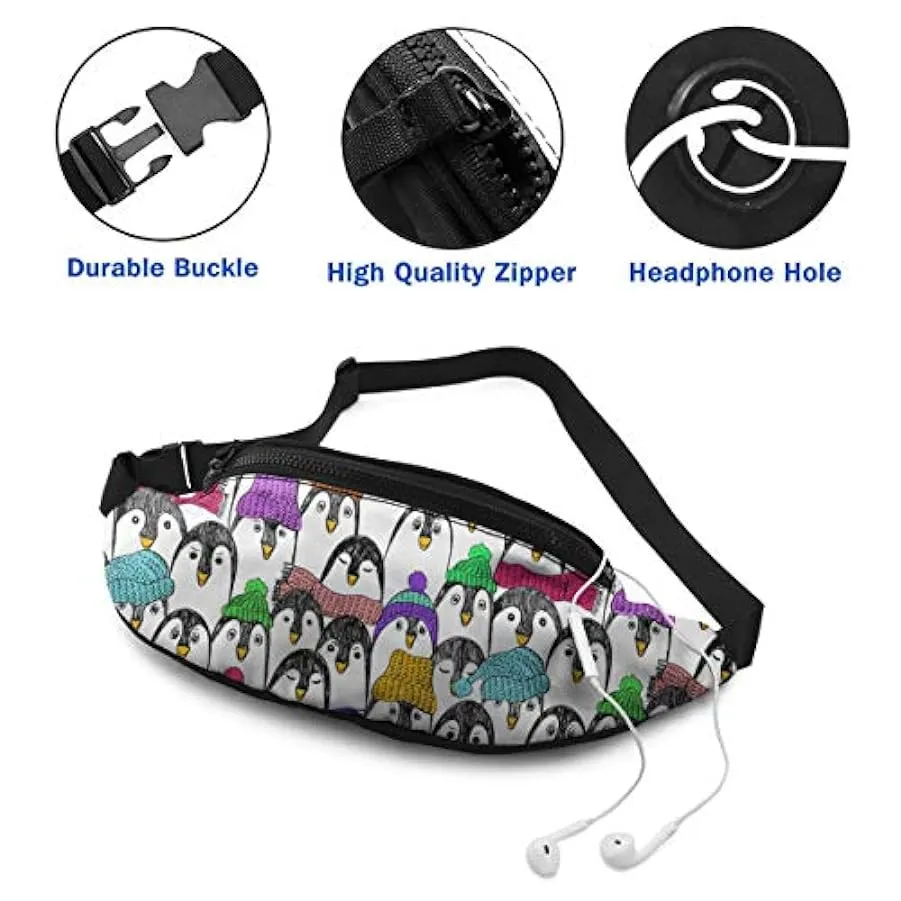 Marsupio per Uomo Donna,Marsupio Divertente Pinguini con Cintura Tasca a Tracolla Regolabile Borsa a Tracolla Borsa sul Petto pe