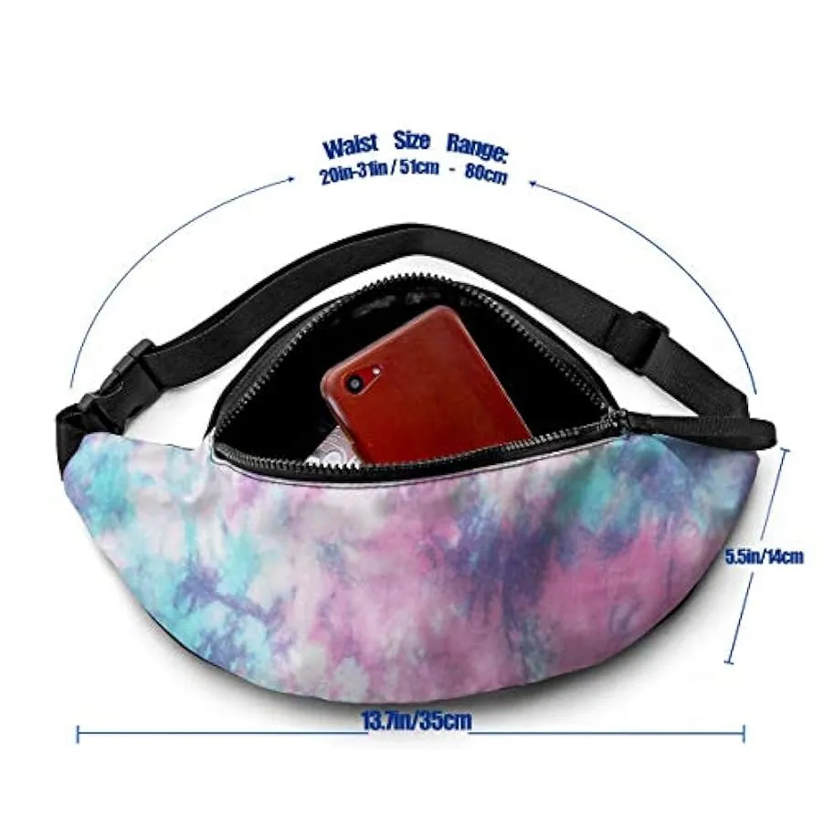 Marsupio per Uomo Donna,Marsupio Tie Dye Rosa Pastello Marsupio con Cintura Tasca a Tracolla Regolabile Borsa a Tracolla Borsa s