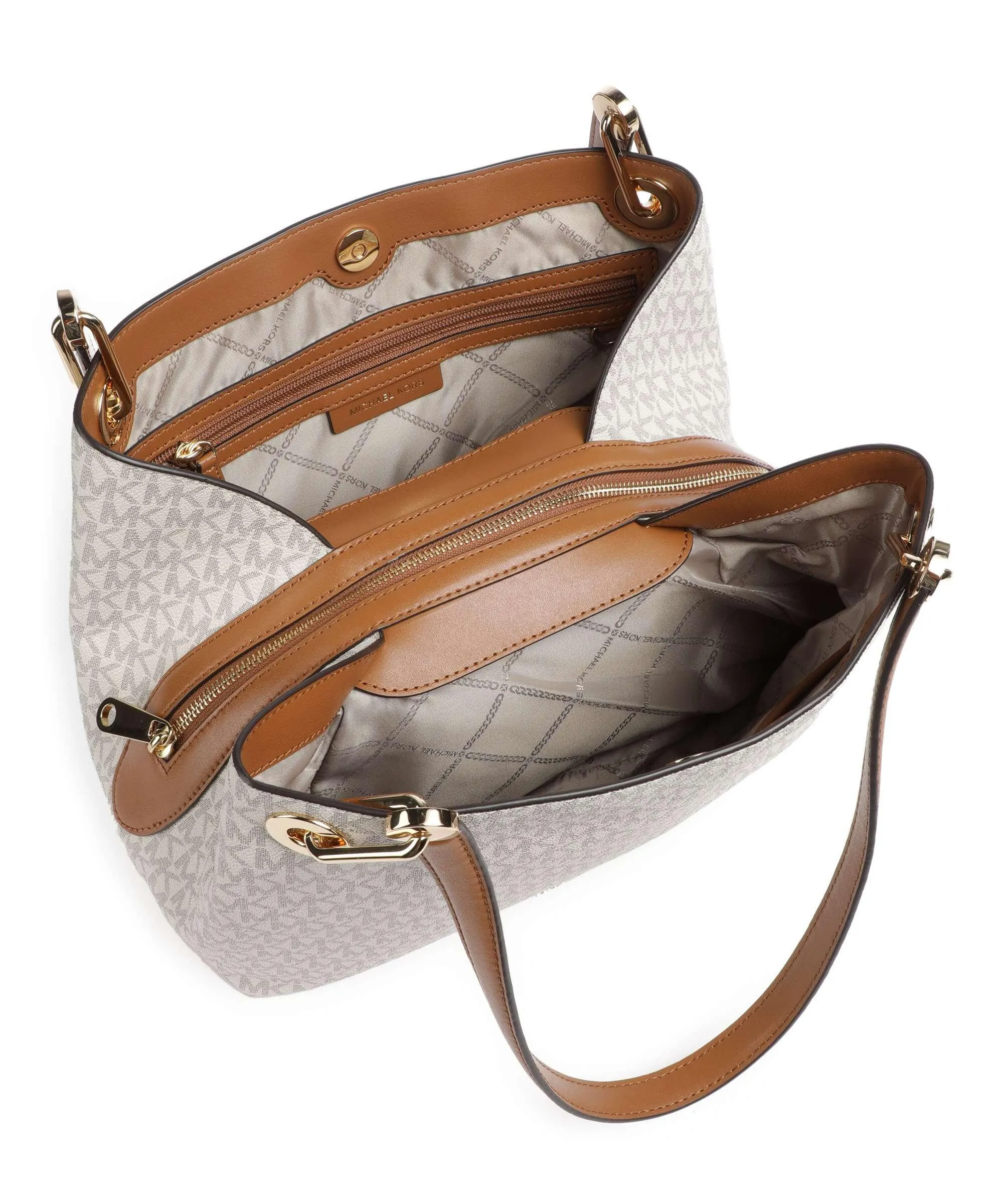  Michael Kors Raven Borsa hobo tela avorio  