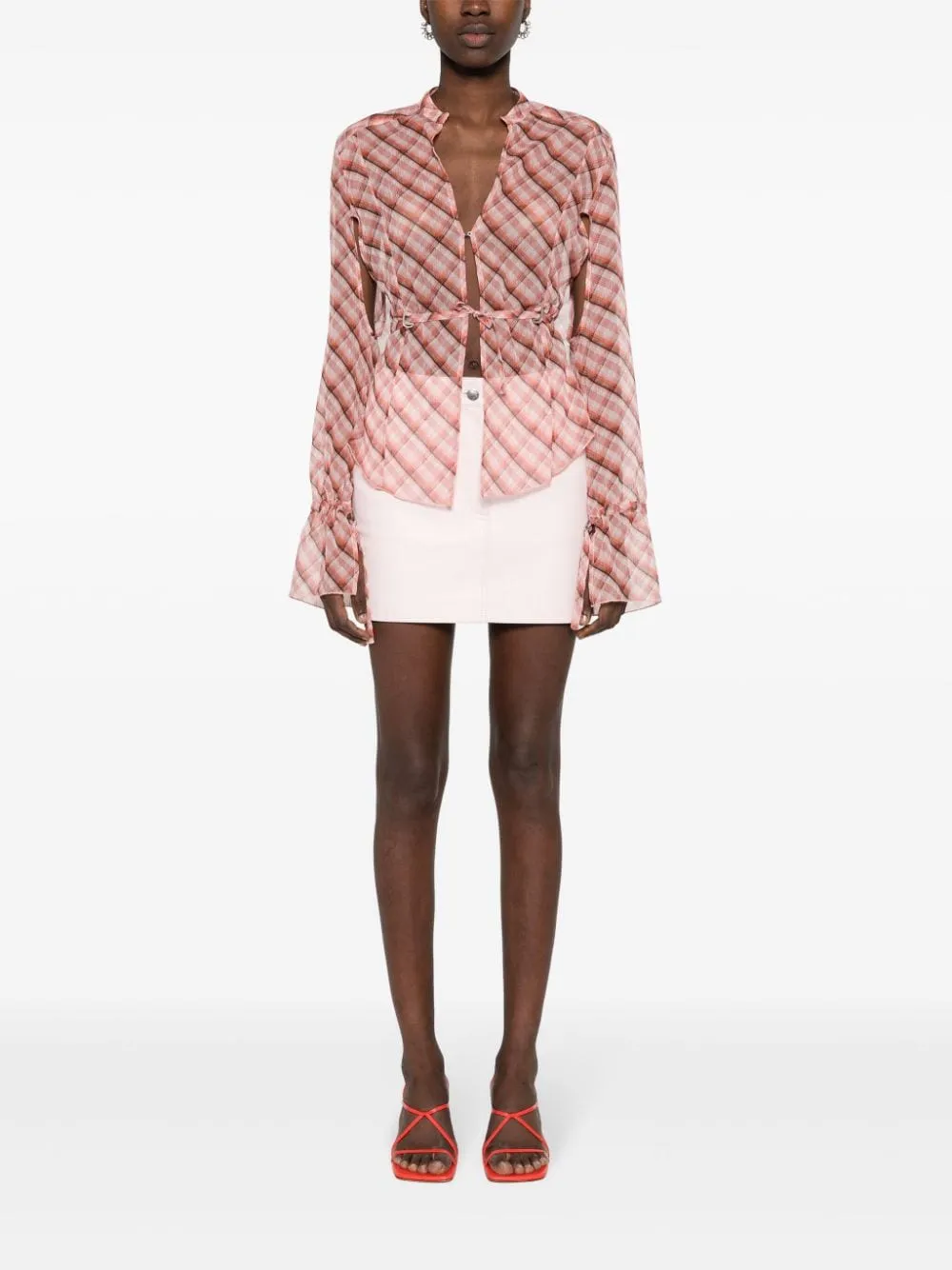 Minigonna in pelle in rosa di Remain - donna