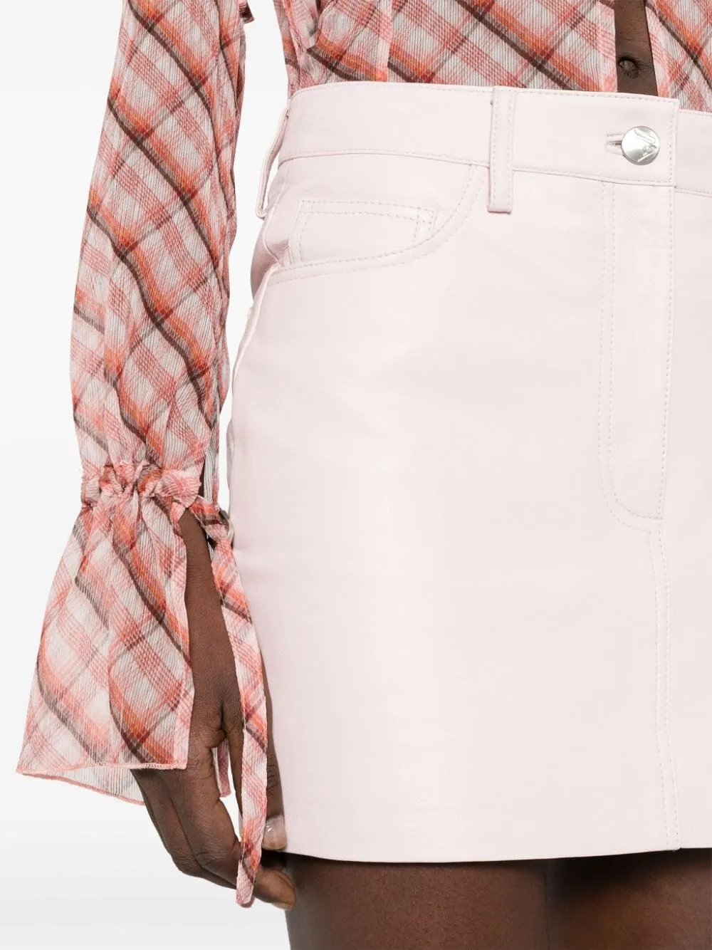 Minigonna in pelle in rosa di Remain - donna