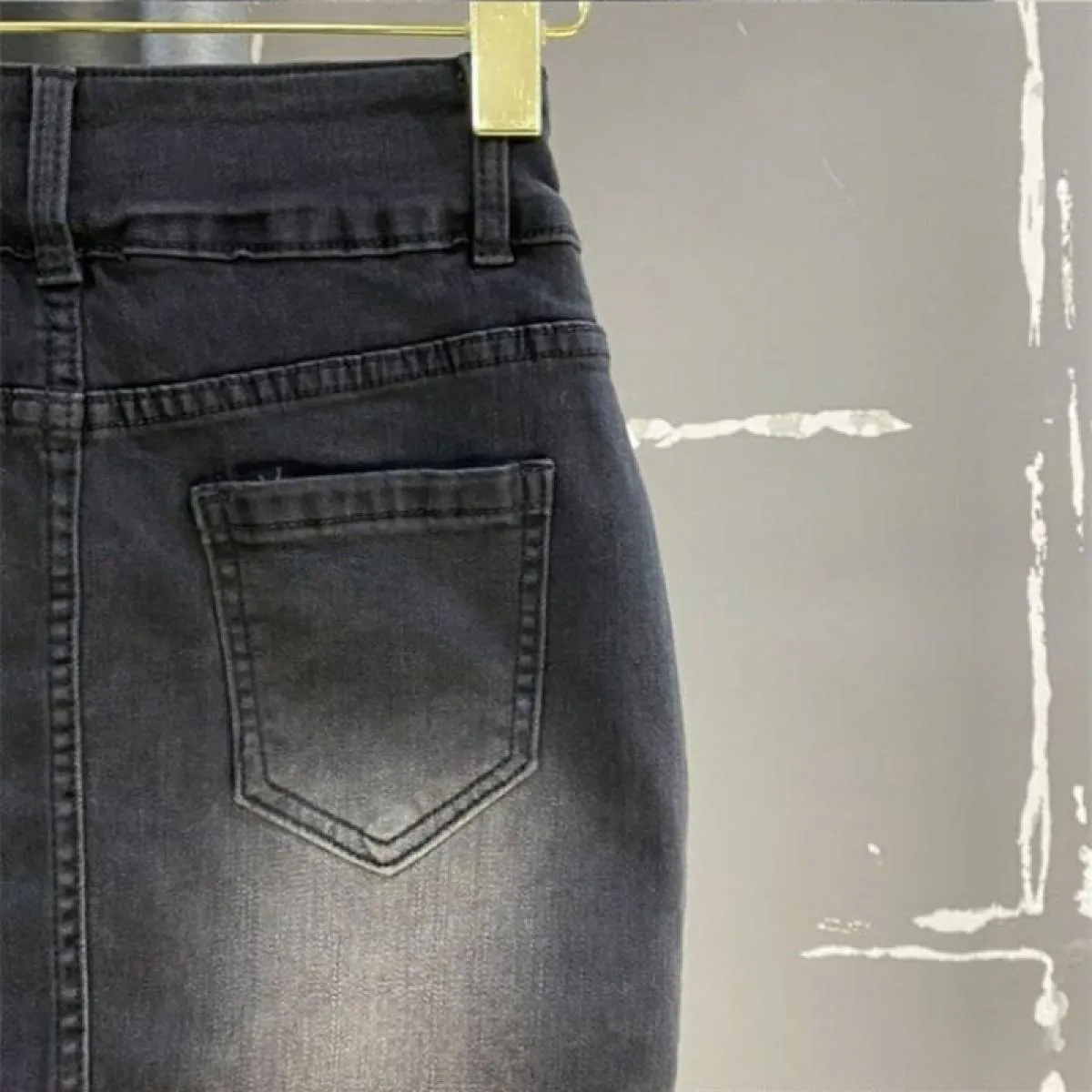 Minigonne a matita in denim effetto invecchiato Donna Stile vintage Streetwear Tempo libero Ulzzang All Match Bf Abbigliamento m