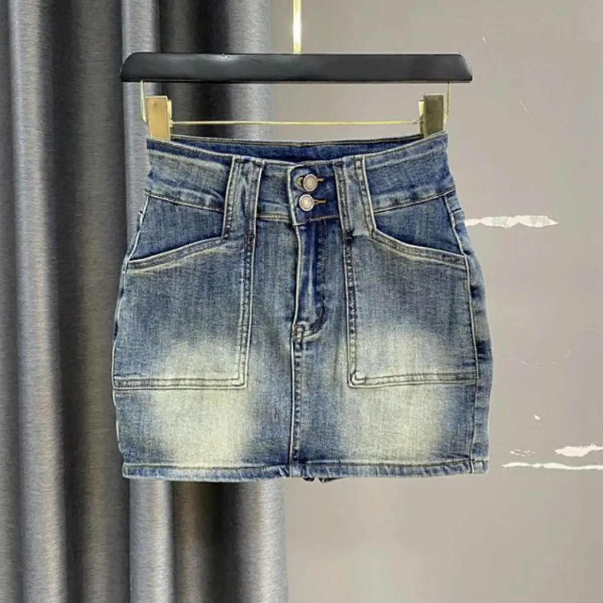 Minigonne a matita in denim effetto invecchiato Donna Stile vintage Streetwear Tempo libero Ulzzang All Match Bf Abbigliamento m