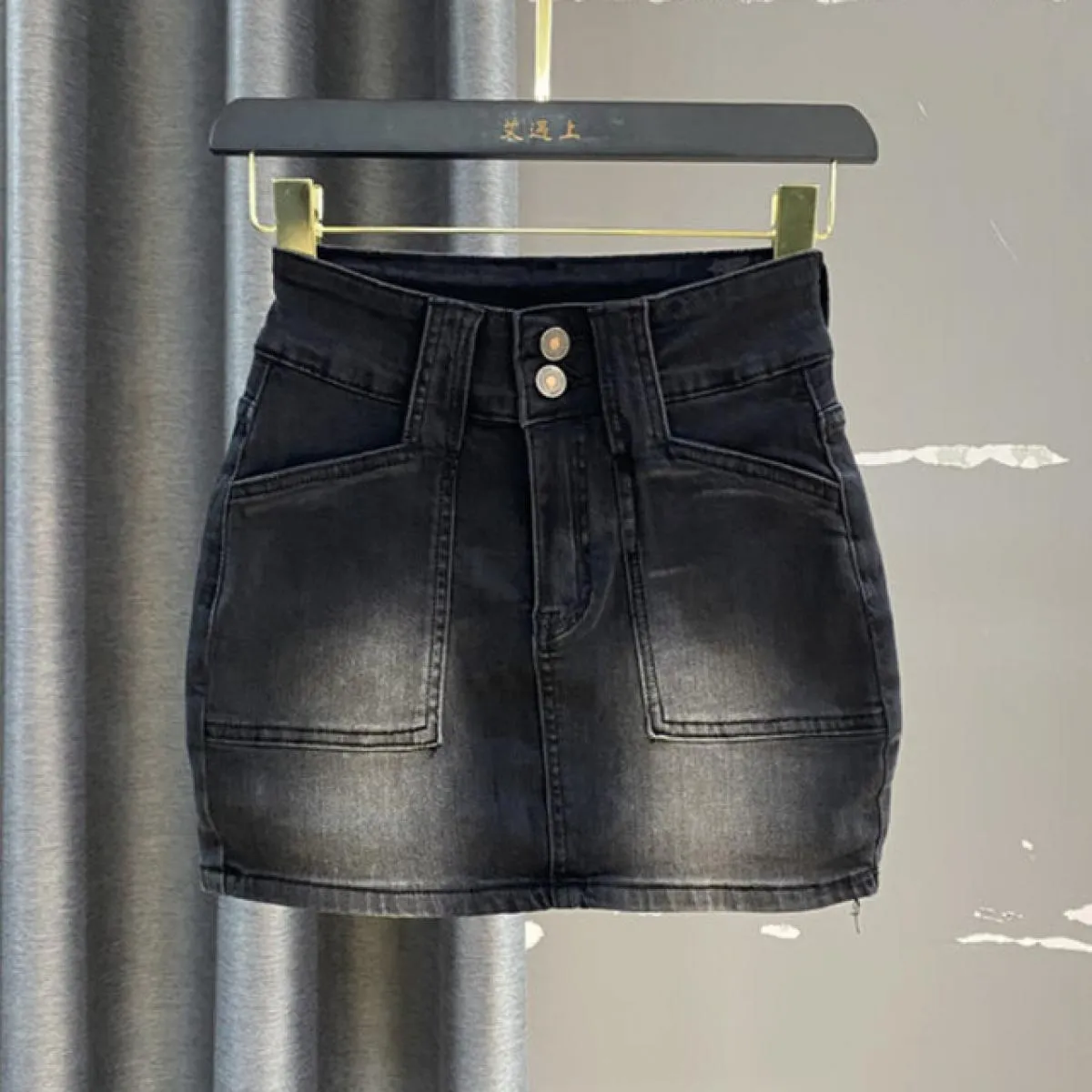 Minigonne a matita in denim effetto invecchiato Donna Stile vintage Streetwear Tempo libero Ulzzang All Match Bf Abbigliamento m