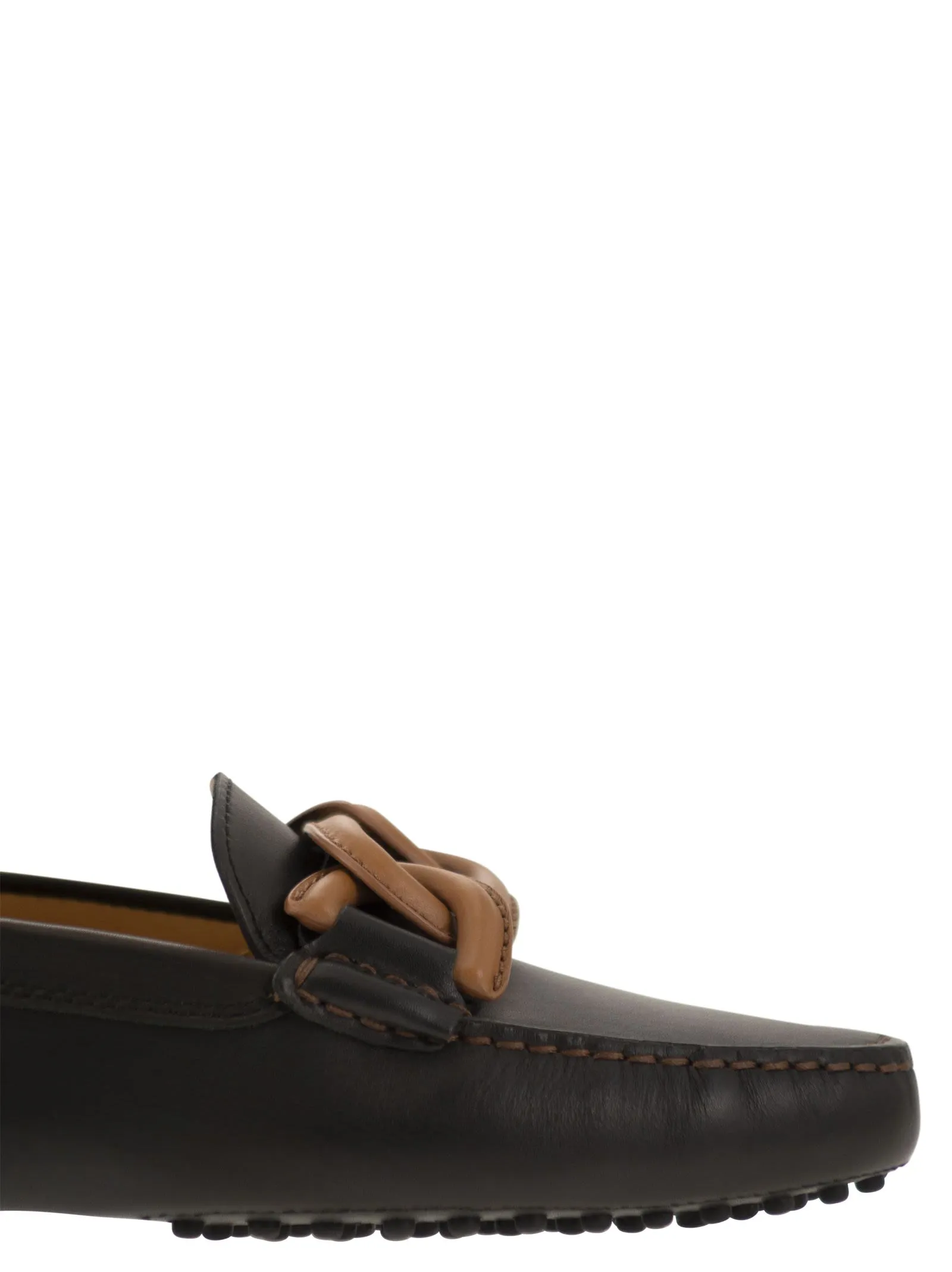 Mocassino con catena in pelle