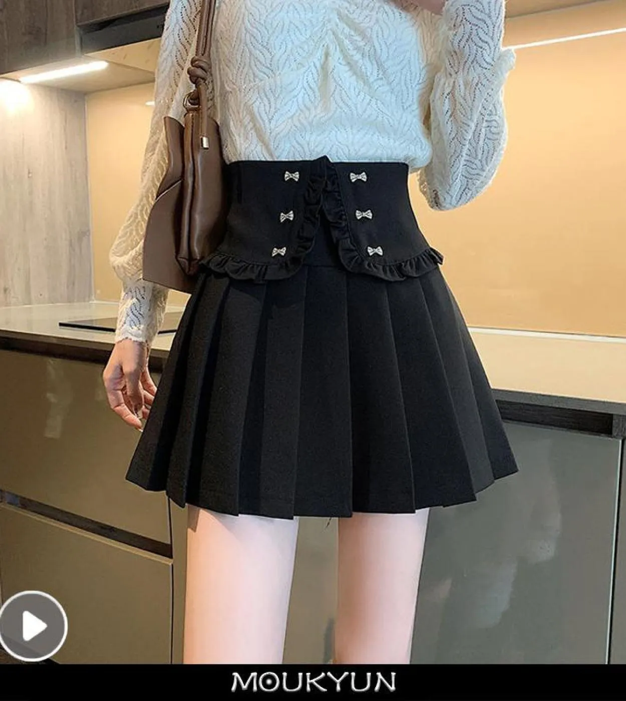 Moukyun  High Street Gonna Fashion All Match Preppy Minigonne a vita alta Donne Kawaii Sweet School Gonne a pieghe