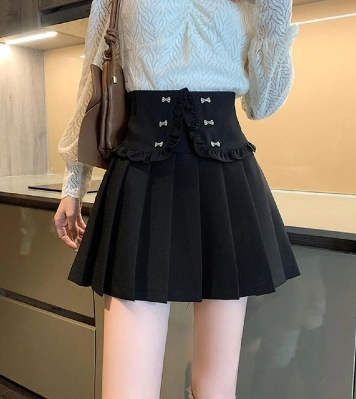Moukyun  High Street Gonna Fashion All Match Preppy Minigonne a vita alta Donne Kawaii Sweet School Gonne a pieghe