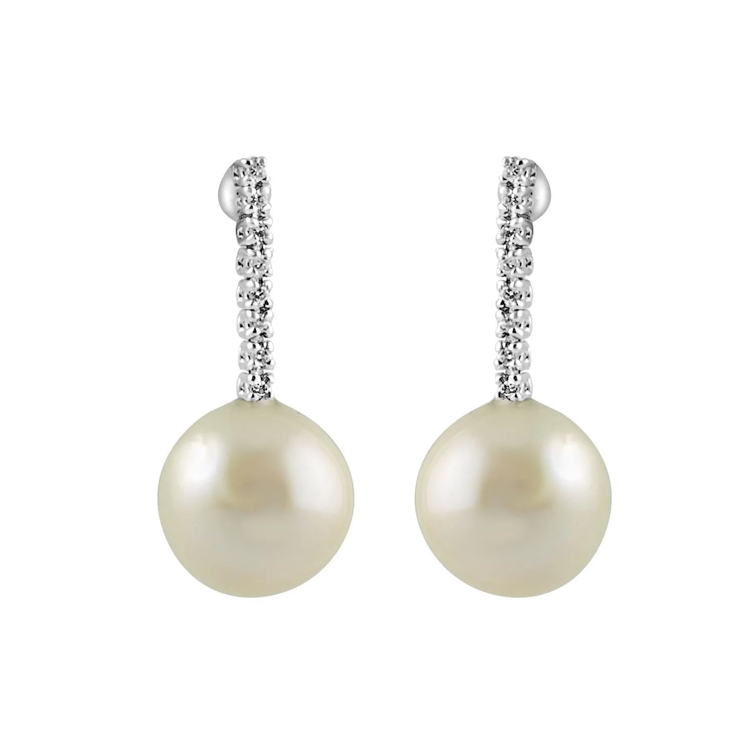 Orecchini in oro bianco con perle e diamanti ct. 0,10