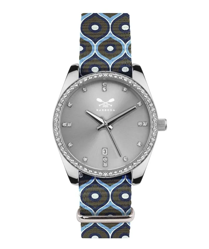 OROLOGIO MOONLIGHT  dm. 36,5 NATO GEOMETRIA CELESTE E MARRONE