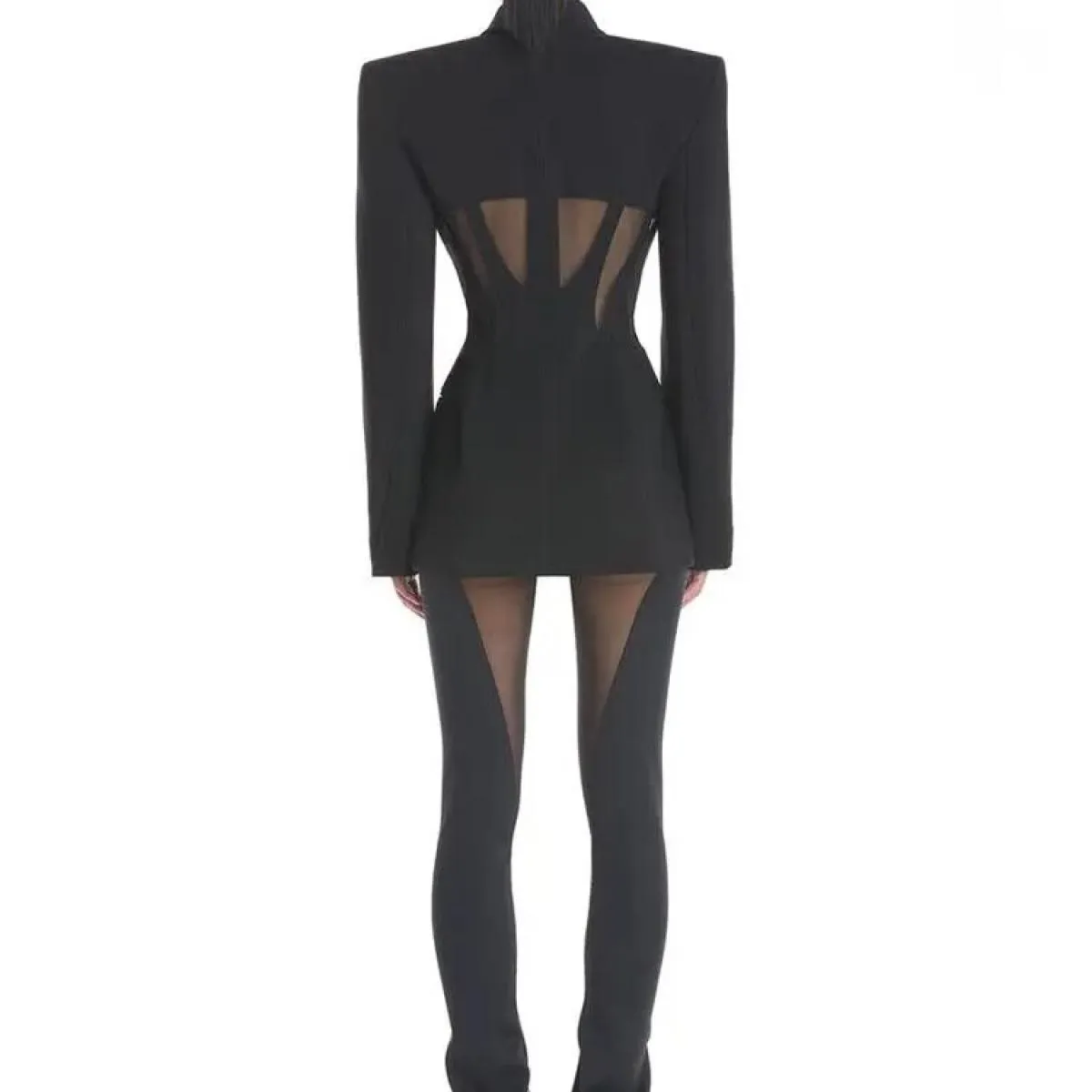 Pantaloni a matita blazer patchwork di garza prospettiva da donna del vestito blazer del designer più nuovo del 2023 di High Str