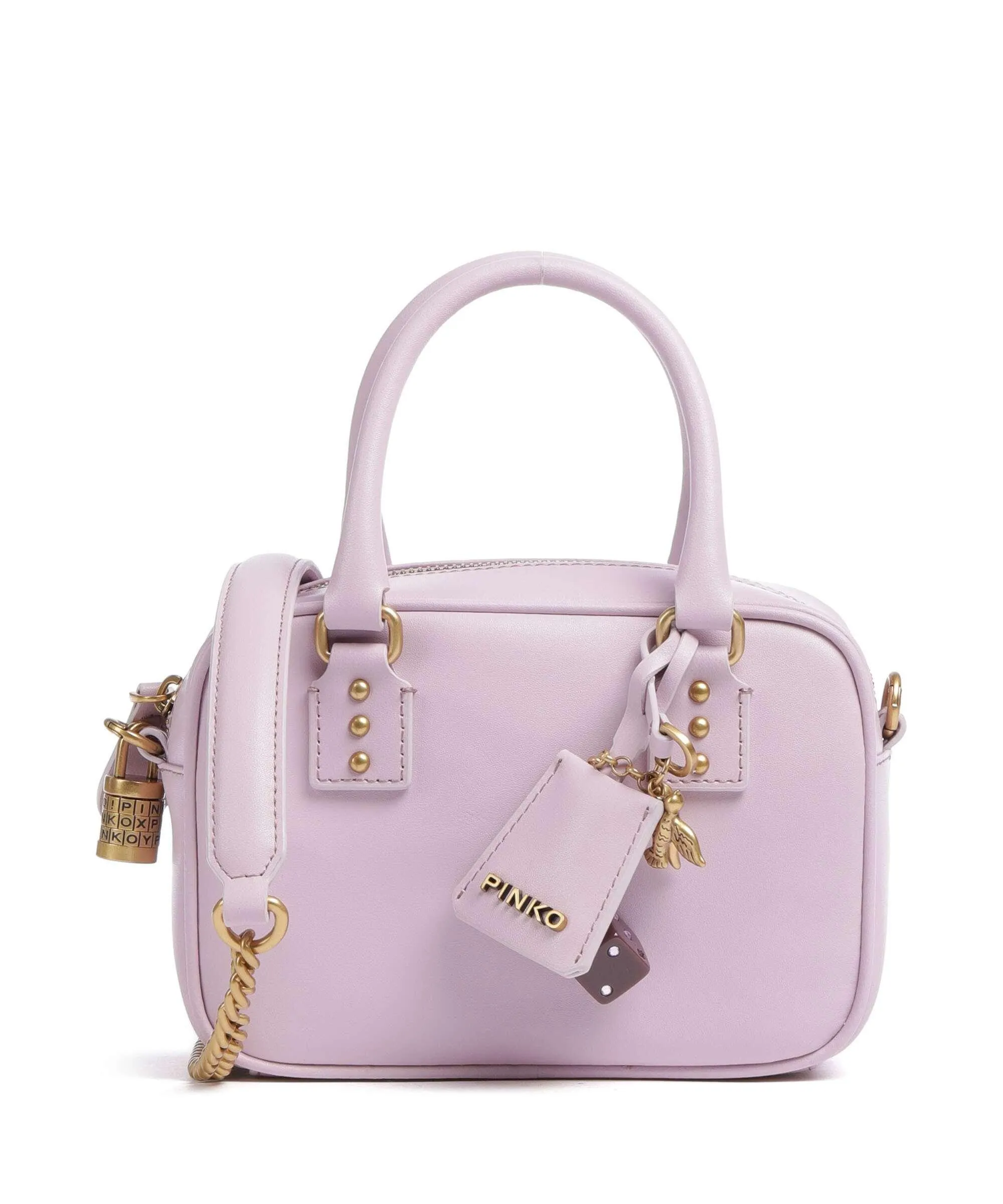 Pinko Bowling Mini Borsa a tracolla pelle di vitello finemente grana viola  