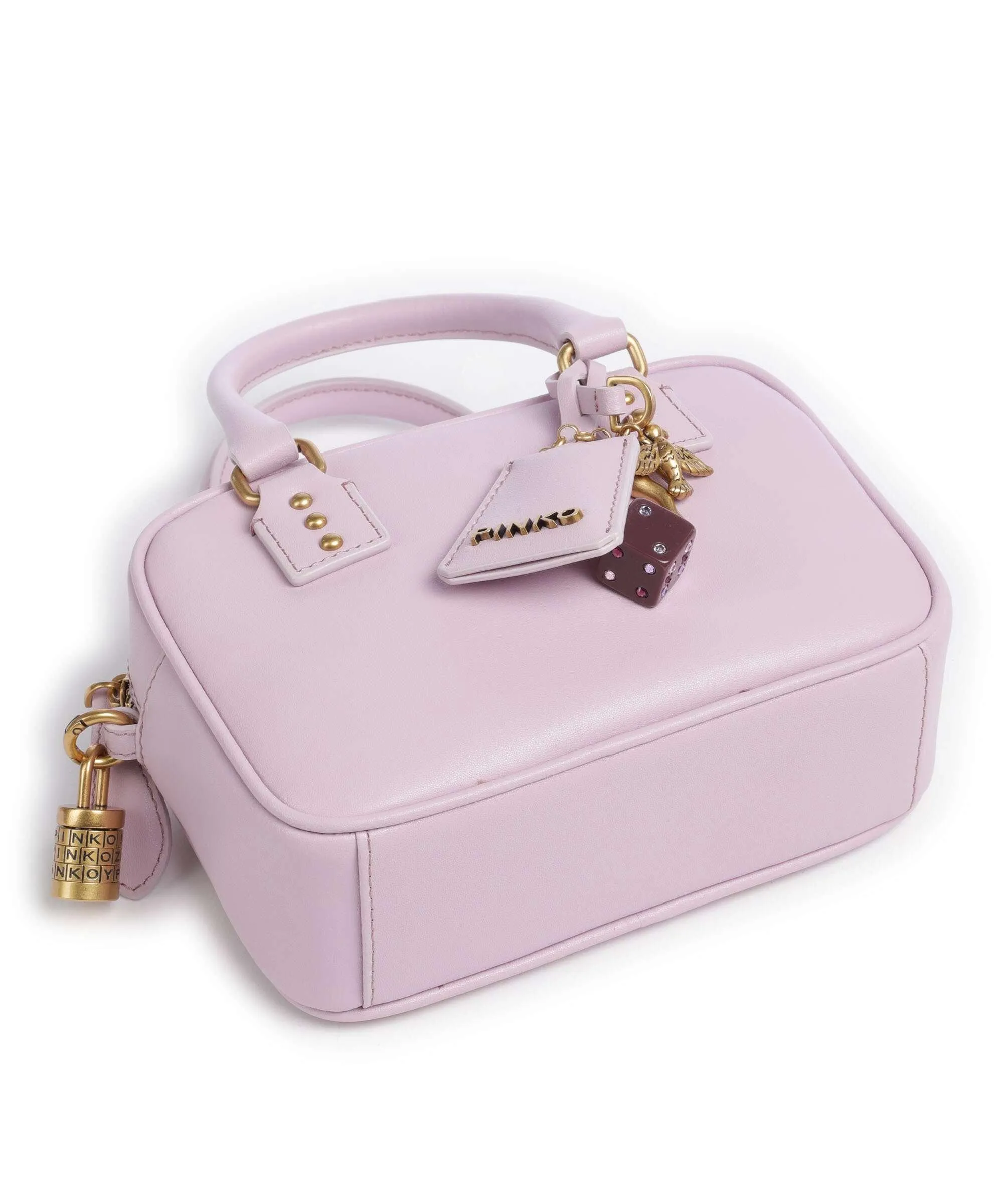  Pinko Bowling Mini Borsa a tracolla pelle di vitello finemente grana viola  