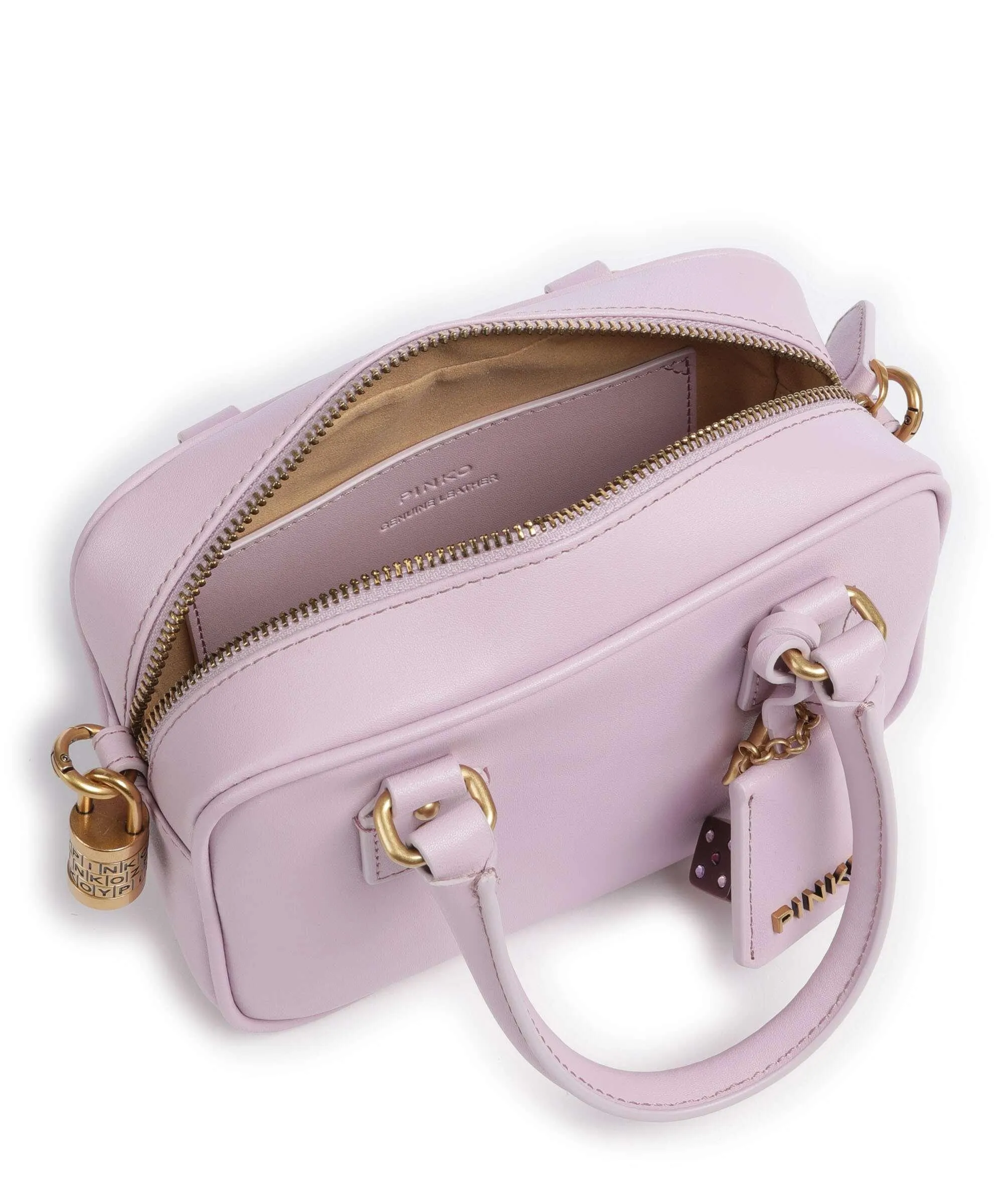  Pinko Bowling Mini Borsa a tracolla pelle di vitello finemente grana viola  