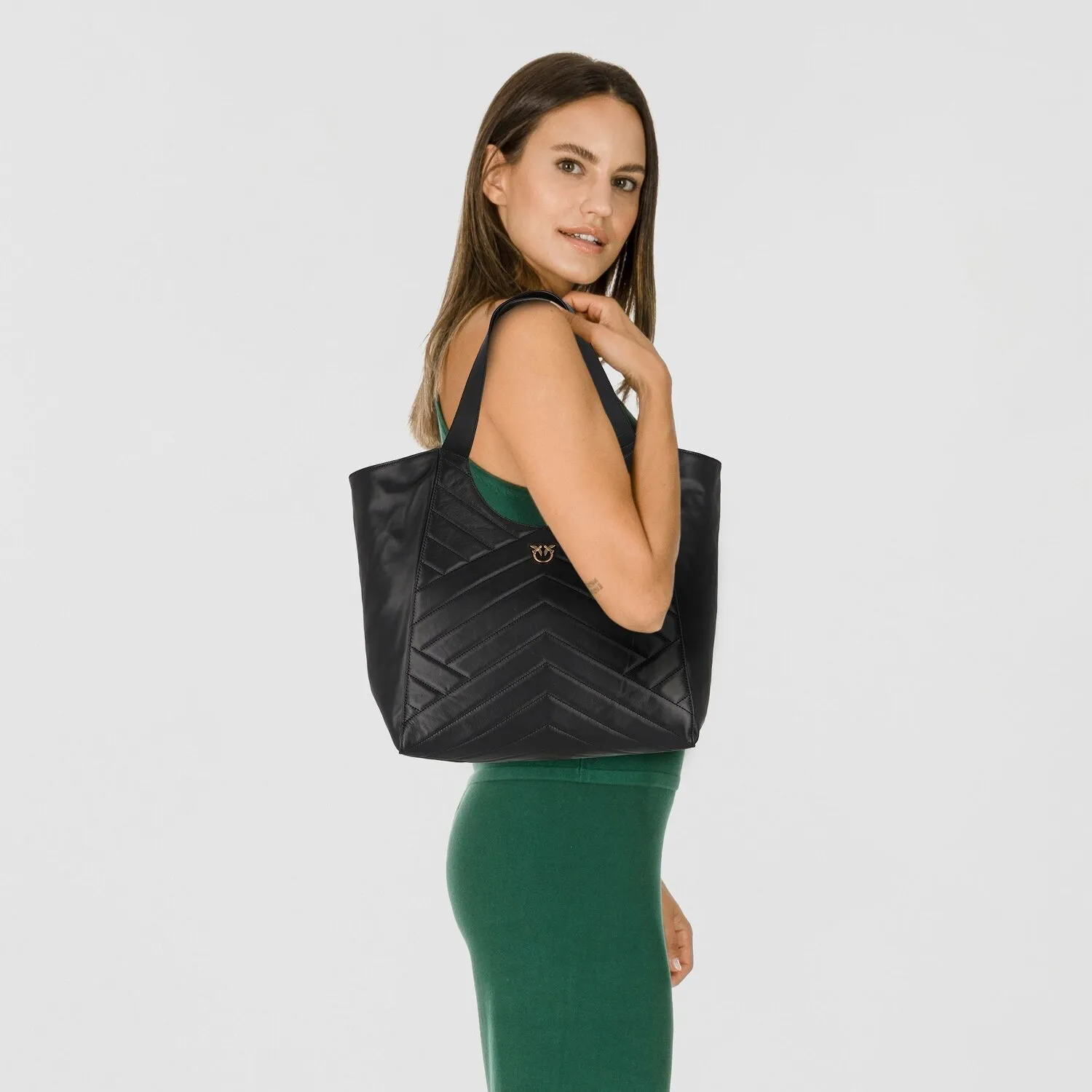 PINKO Tote Bag Puzzle Borsa shopper Pelle 37 cm