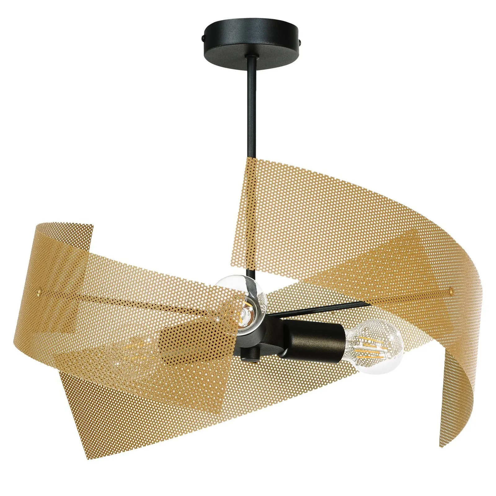 Plafoniera Moira, oro/nero, Ø 47 cm, a 3 luci