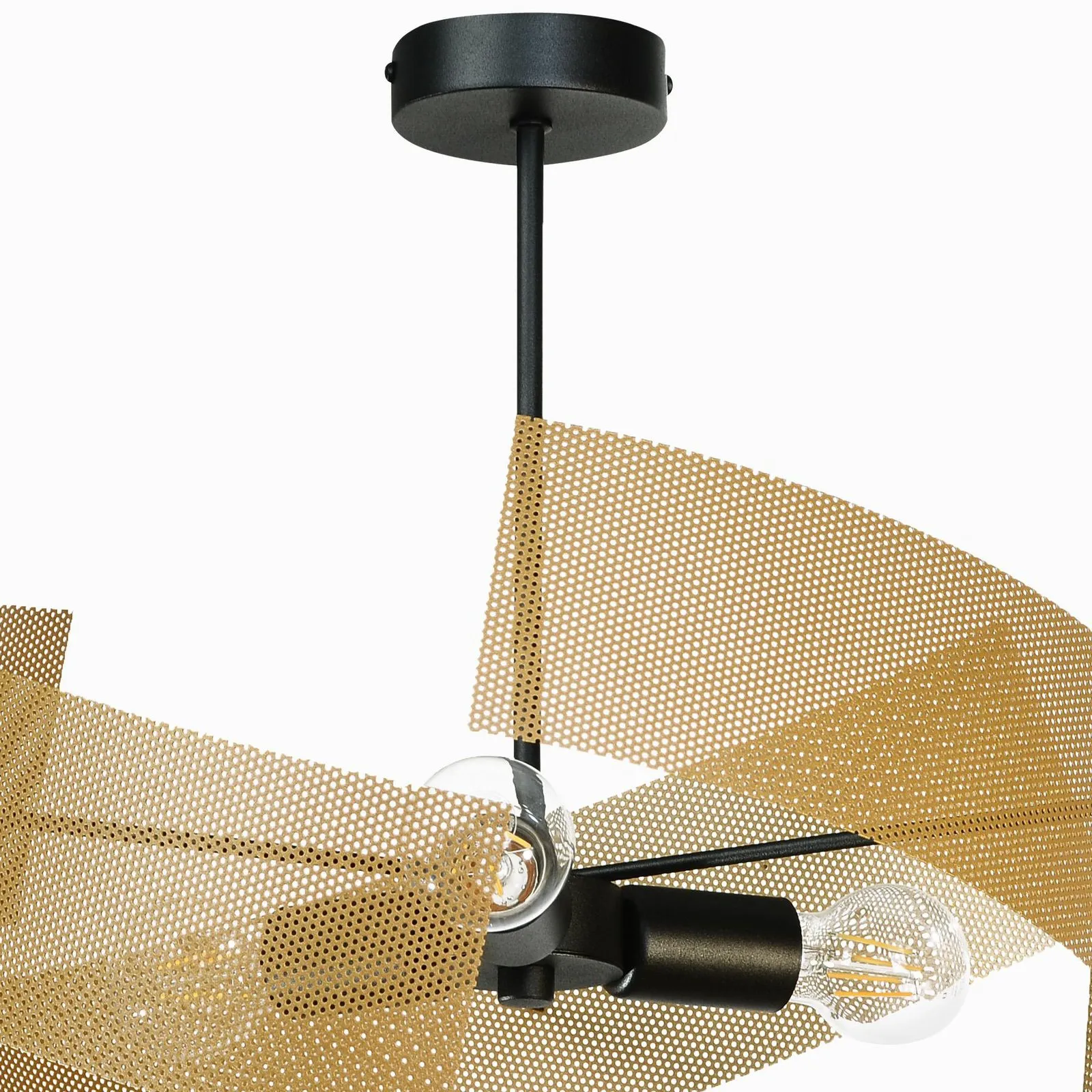 Plafoniera Moira, oro/nero, Ø 47 cm, a 3 luci