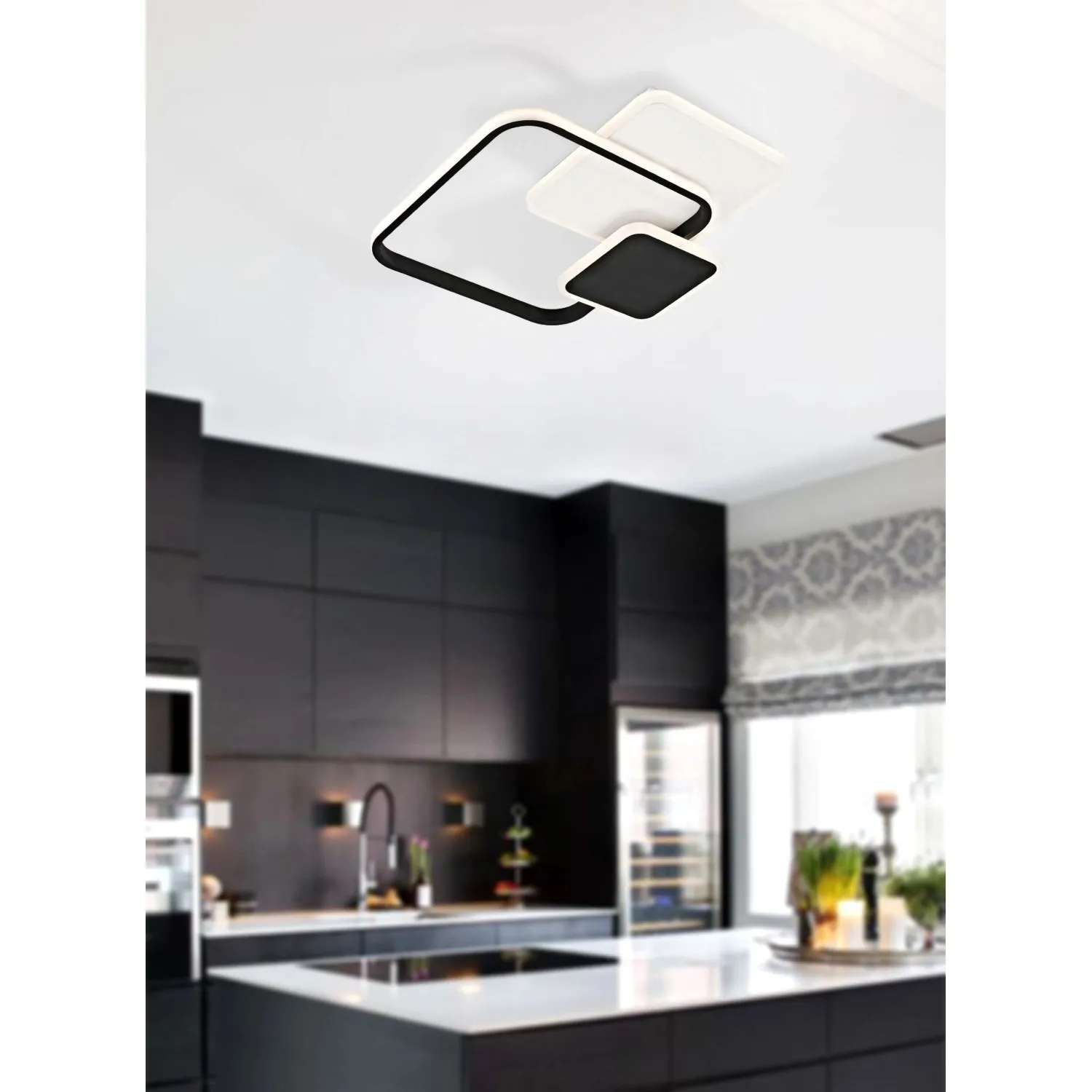 Plafoniera quadra LED in metallo Tara 32 W 3000-6000 K bianco e nero