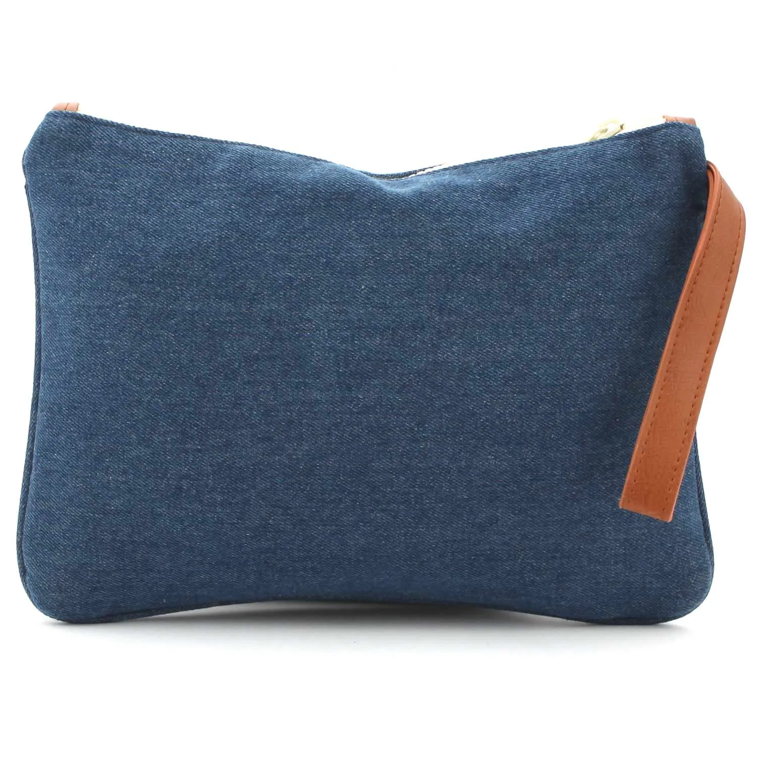 Pochette In Denim Logo Fucsia Fluo