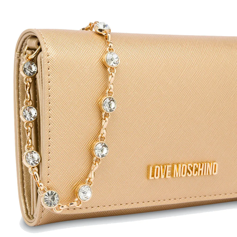 Portafoglio con Catena LOVE MOSCHINO linea Gift Capsule color Oro