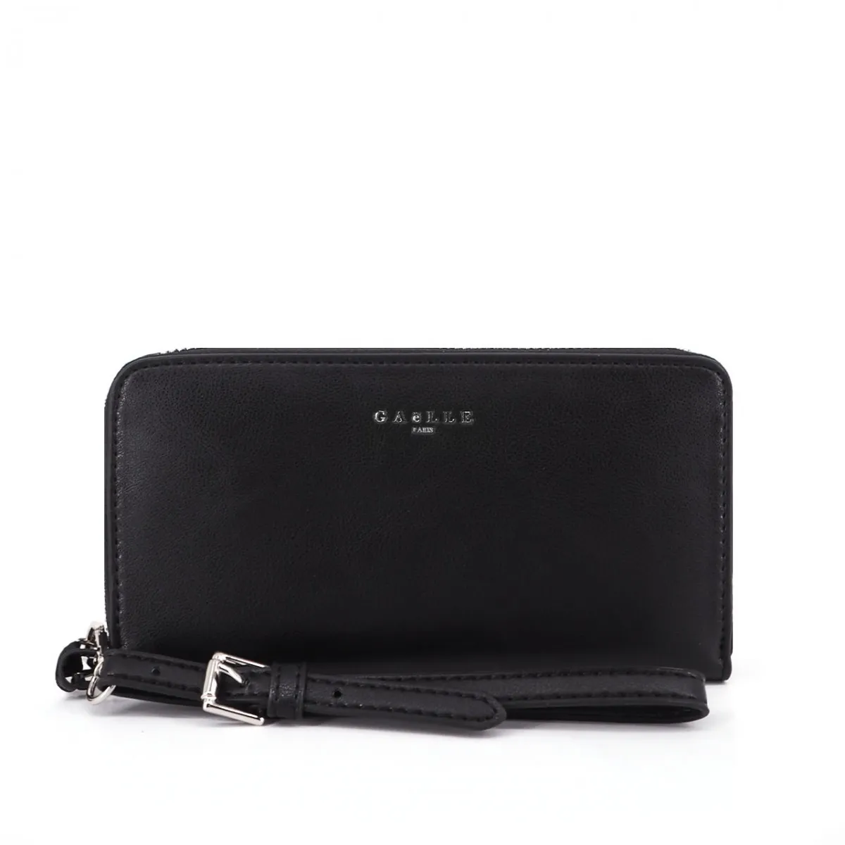Portafoglio Zip Around In Ecopelle Con Logo, Nero