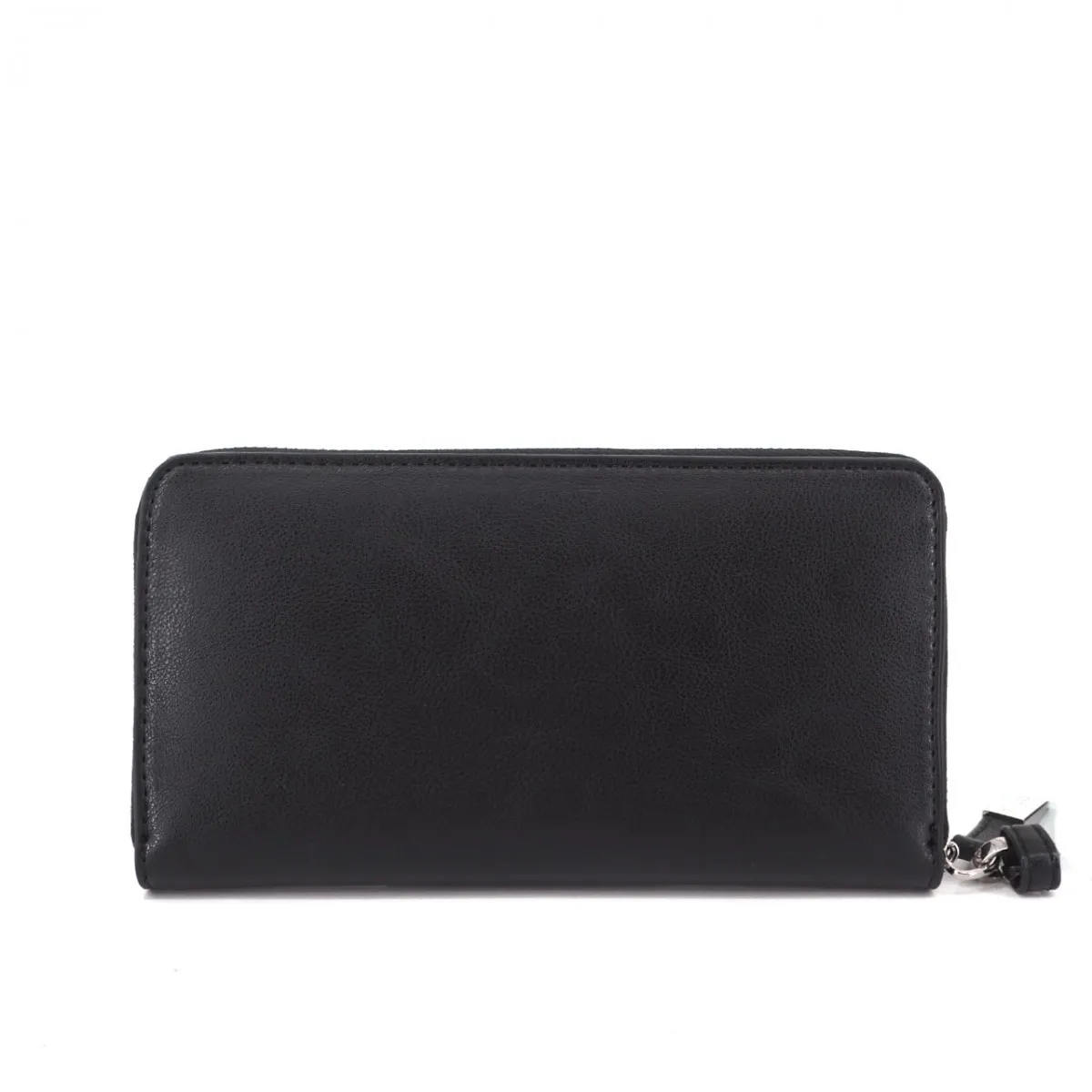 Portafoglio Zip Around In Ecopelle Con Logo, Nero