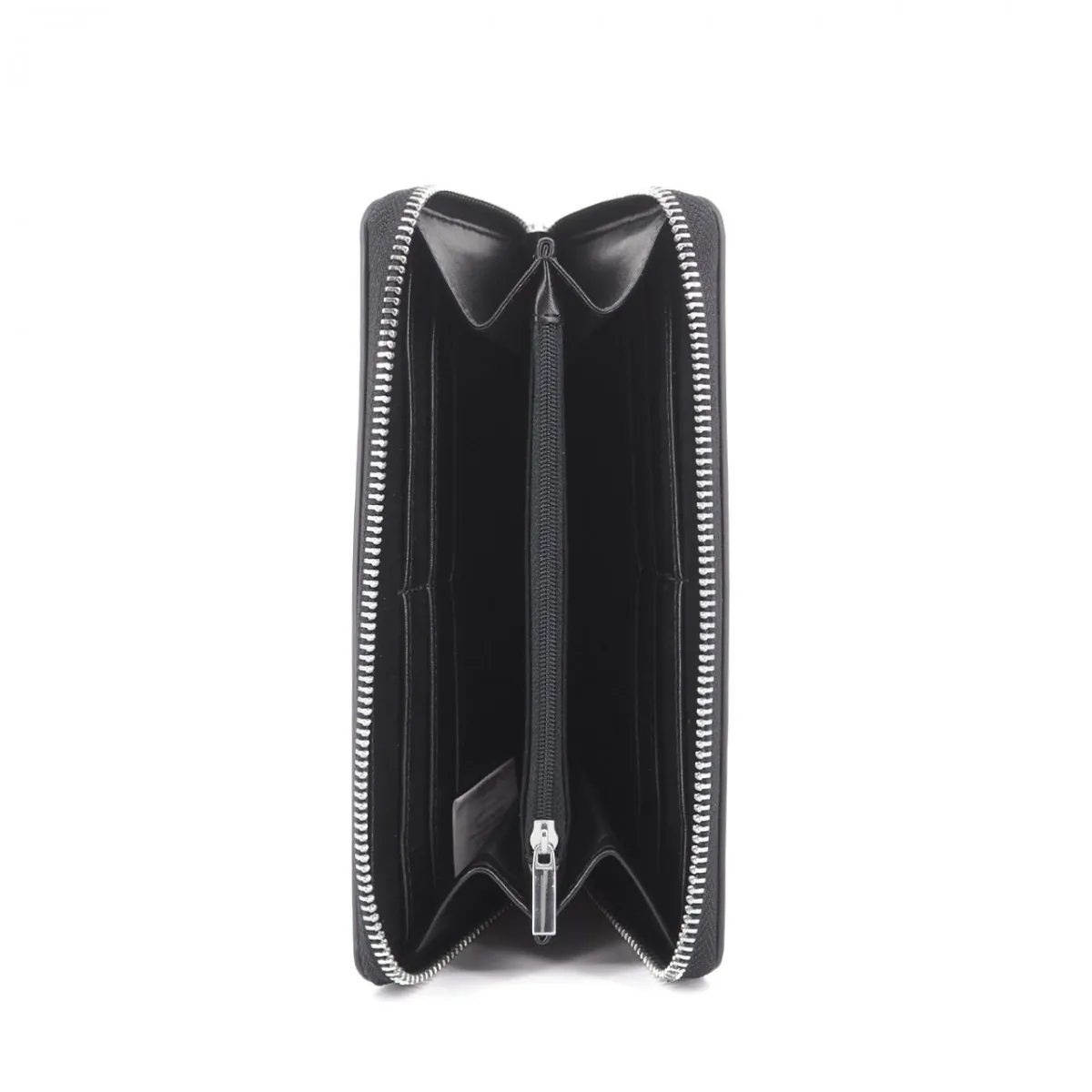 Portafoglio Zip Around In Ecopelle Con Logo, Nero