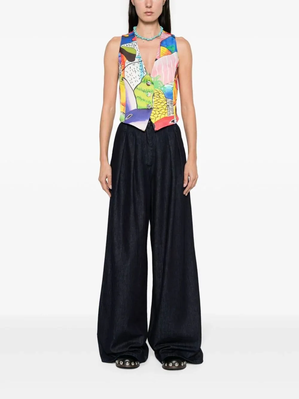 Printed Short Gilet