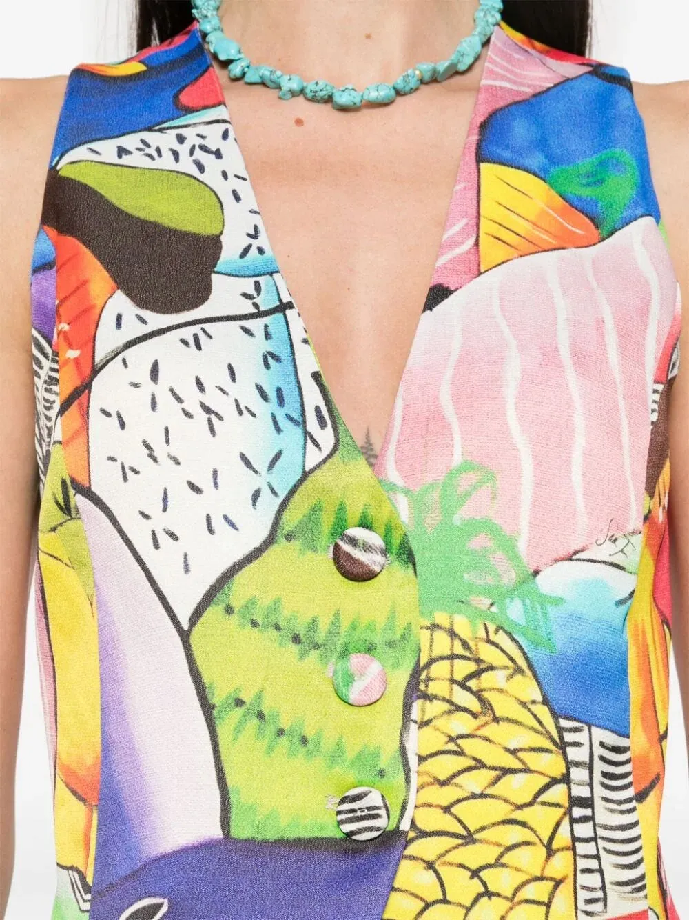Printed Short Gilet