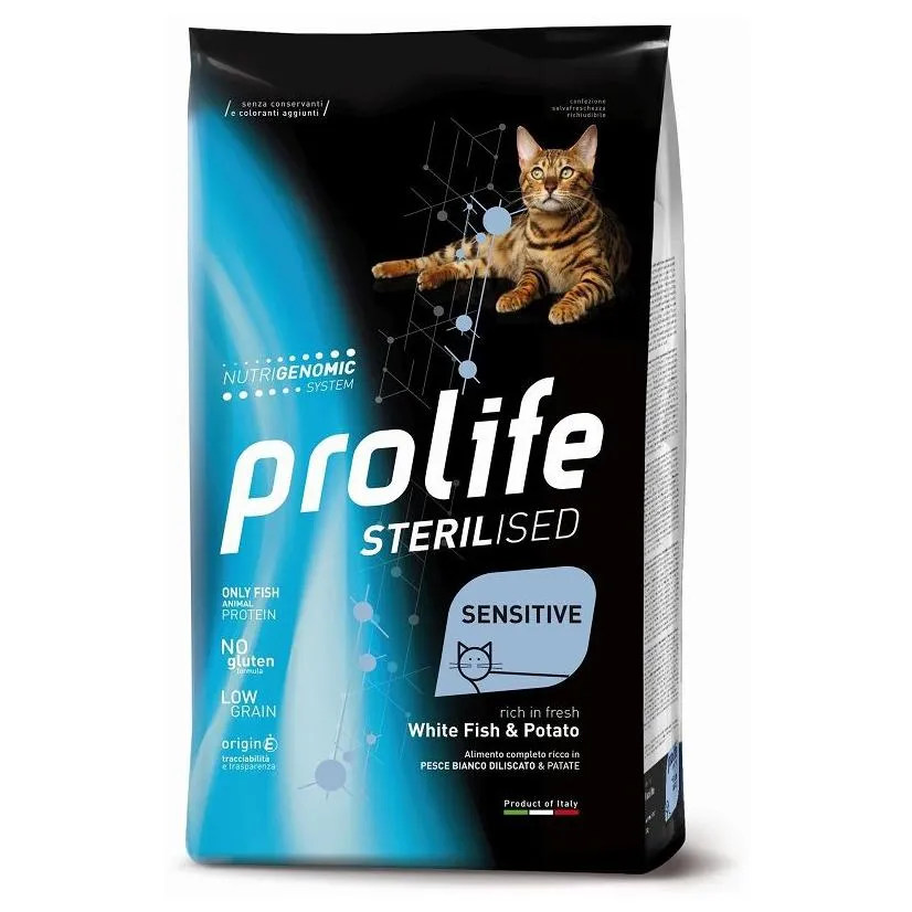 Prolife Cibo secco per gatti Sterilised Sensitive Pesce Bianco e Patate 400g 