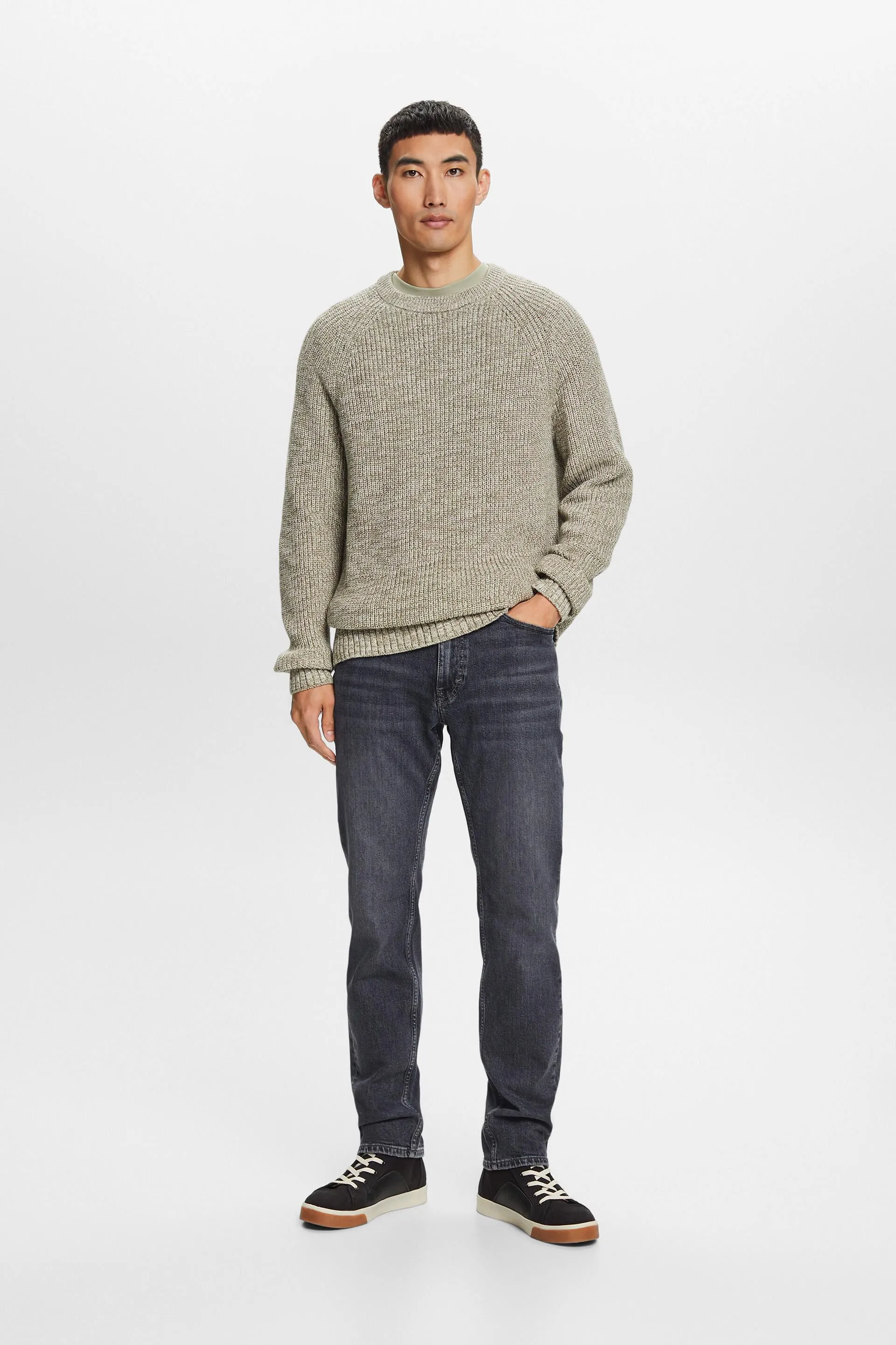 Pullover di cotone in maglia a coste