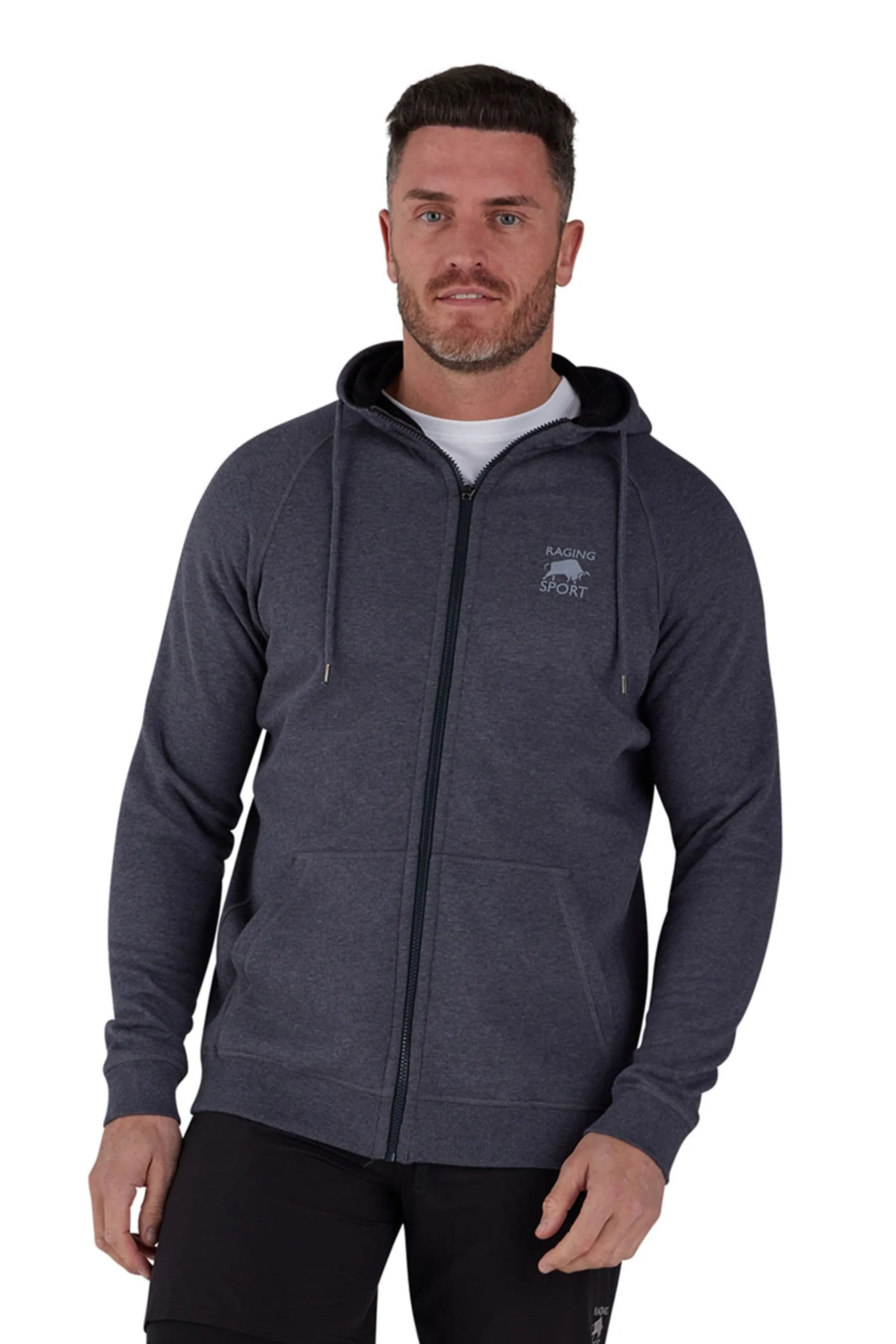 Raging Bull Grigio - Felpa con cappuccio e zip