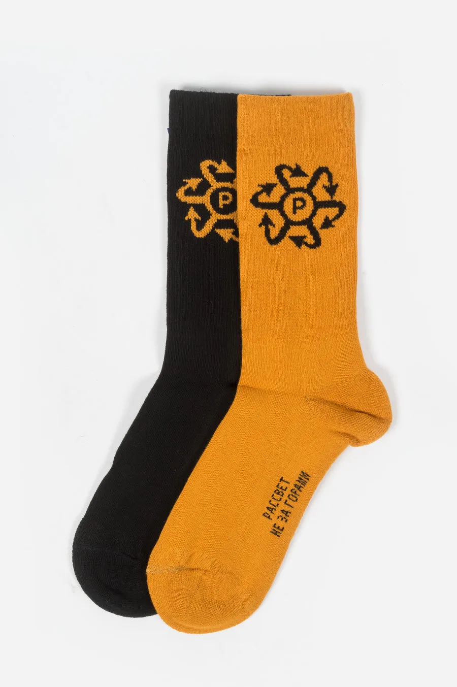 RASSVET TWO TONE JAQUARD SOCKS BLACK ORANGE