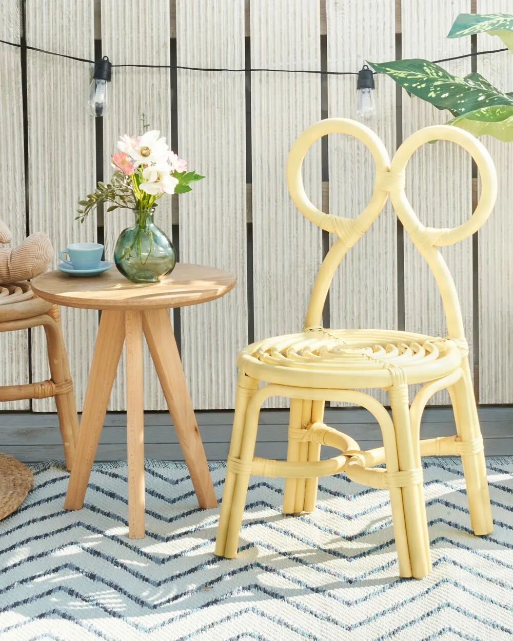 Rattan Kids Chair Yellow MIRTIA