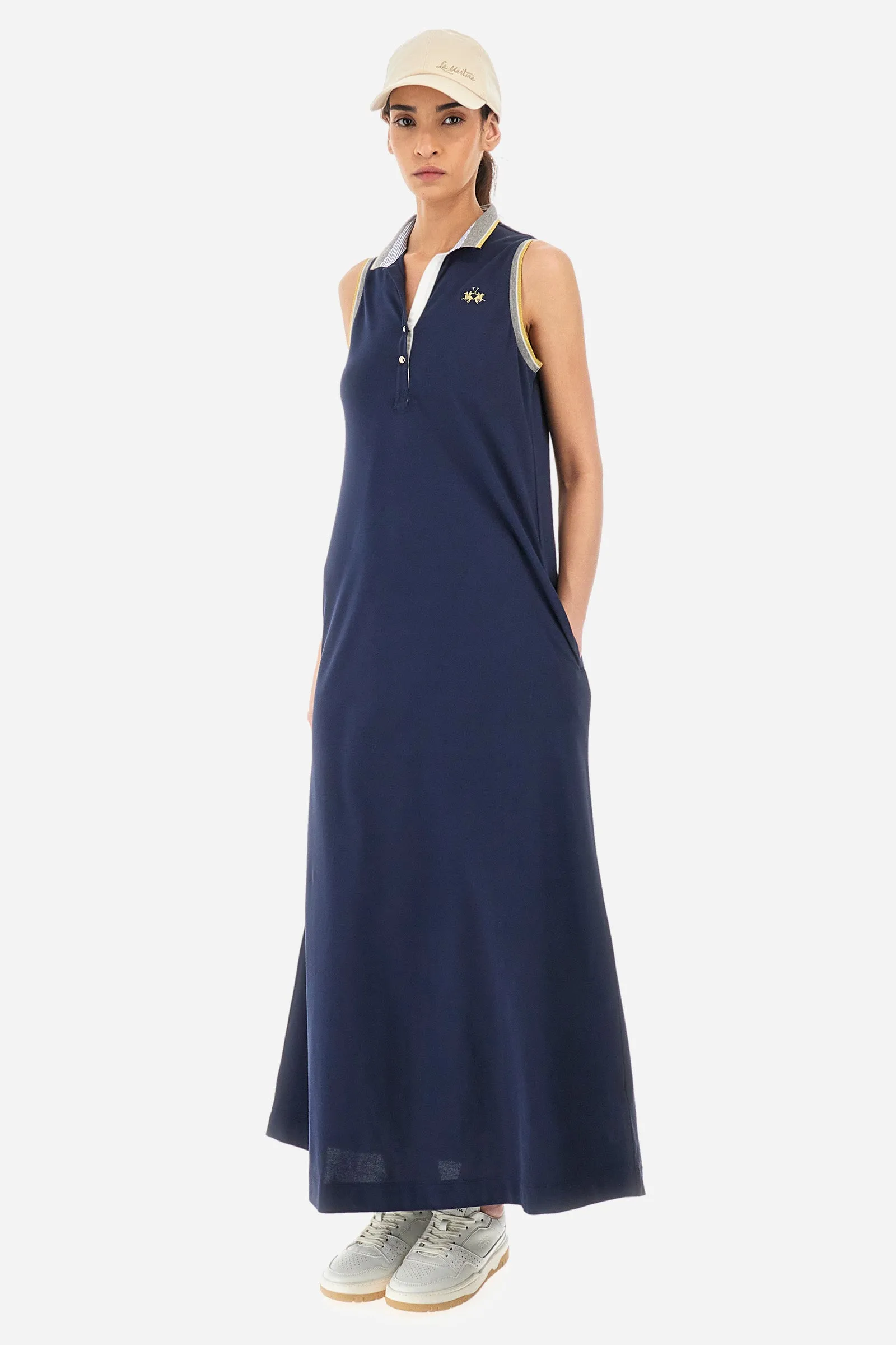 Regular-fit sleeveless dress in elasticated cotton - Yanae
