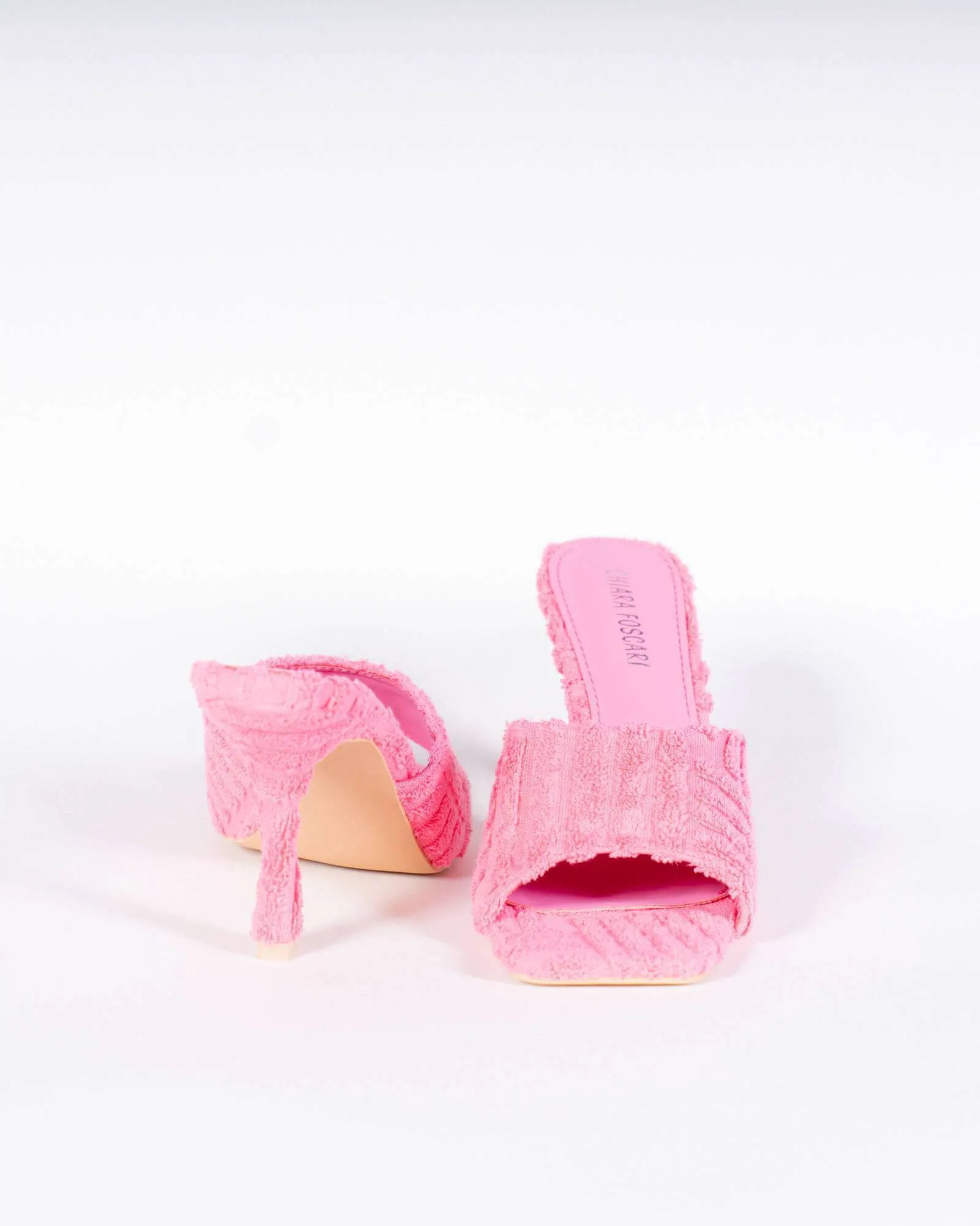 Sabot con tacco effetto spugna - fucsia