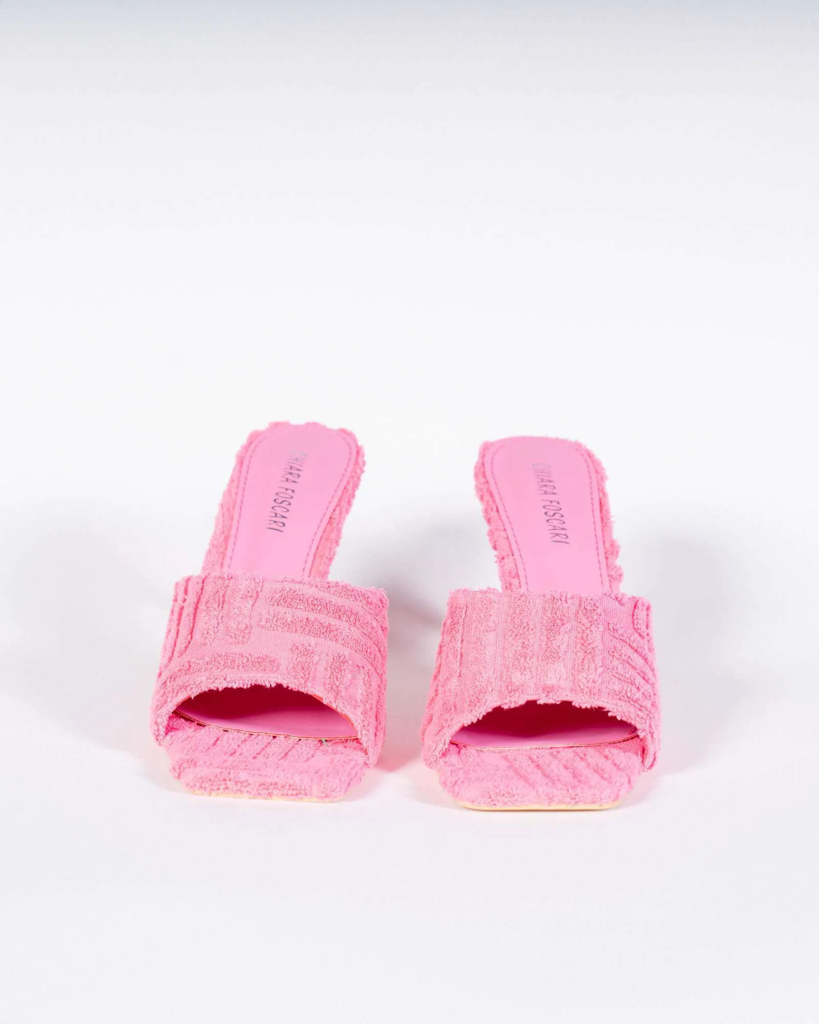 Sabot con tacco effetto spugna - fucsia