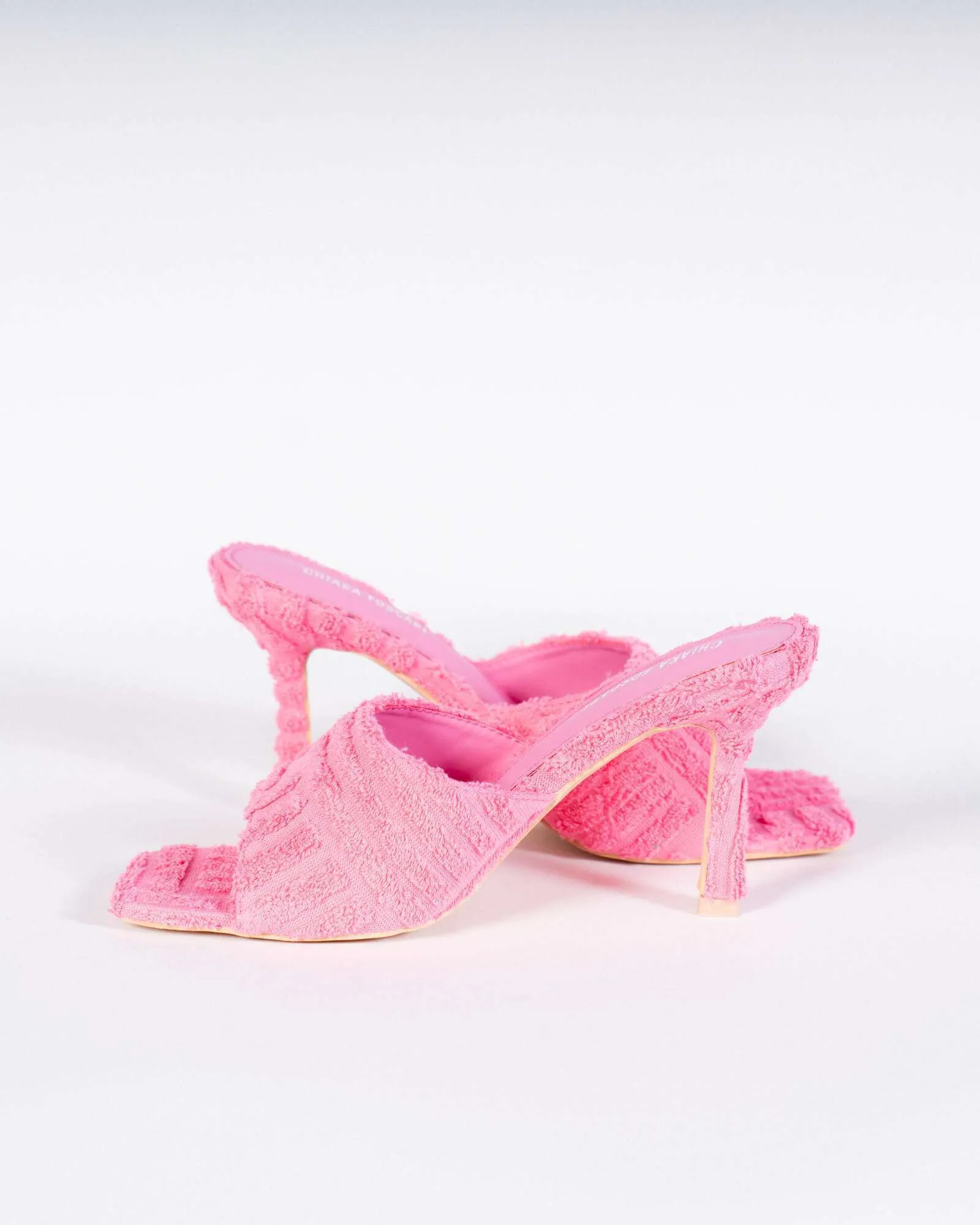 Sabot con tacco effetto spugna - fucsia