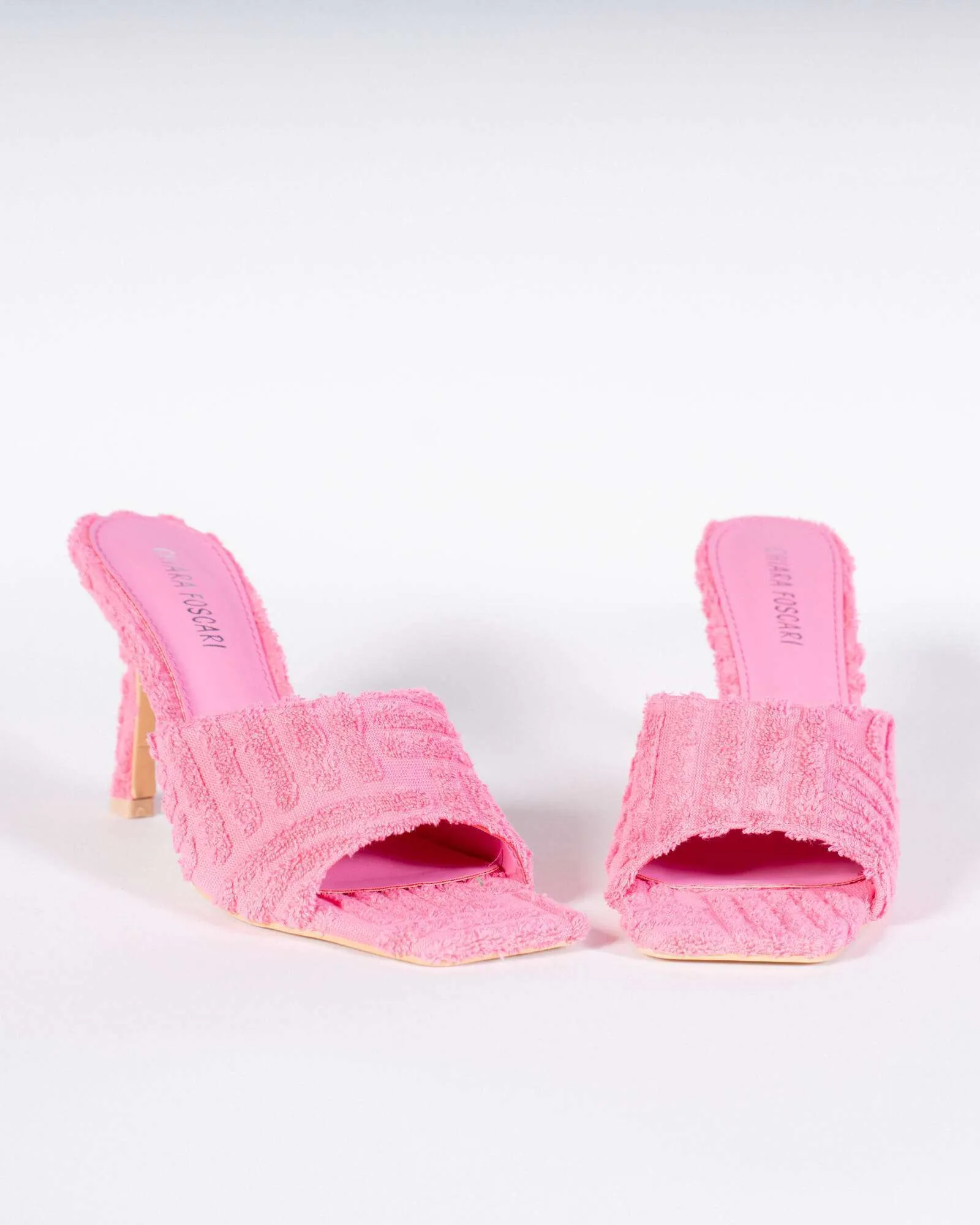 Sabot con tacco effetto spugna - fucsia