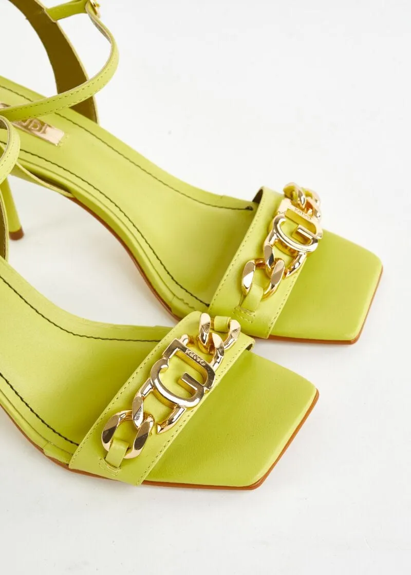 Sandali in nappa con catena e logo