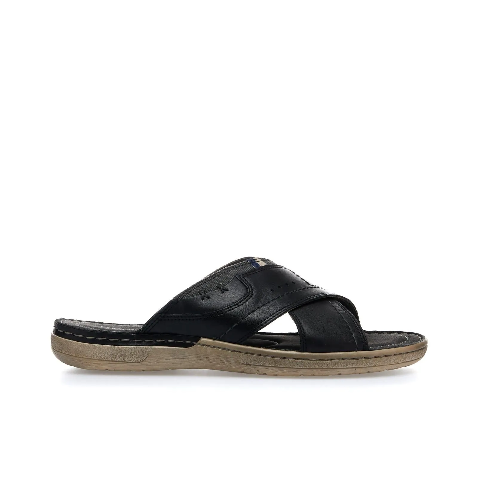 Sandali neri in pelle con strappi