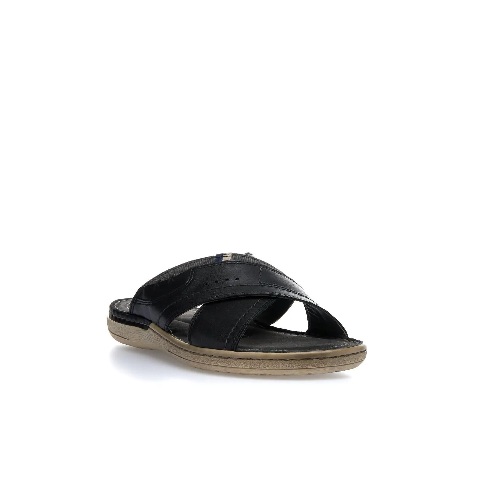 Sandali neri in pelle con strappi