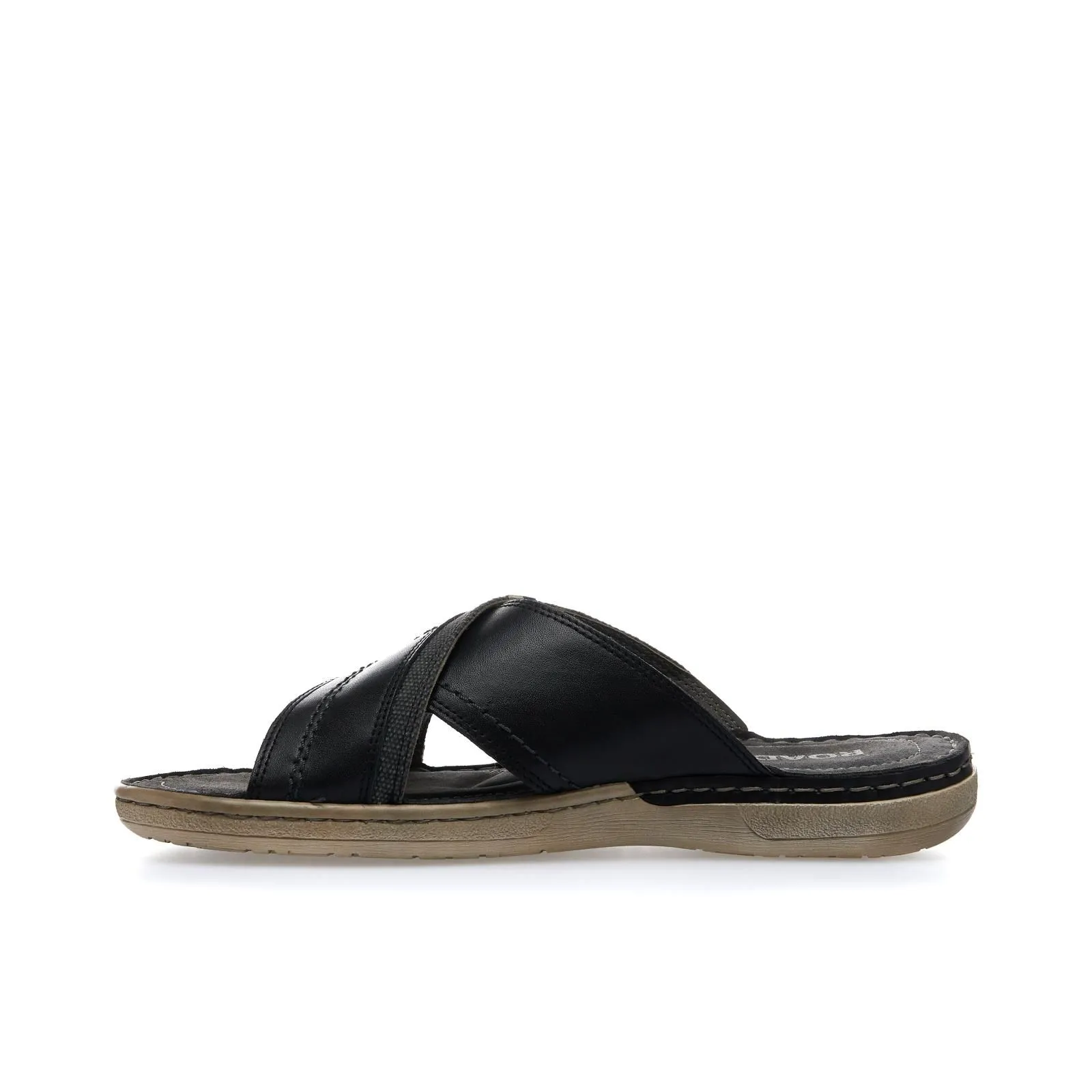 Sandali neri in pelle con strappi