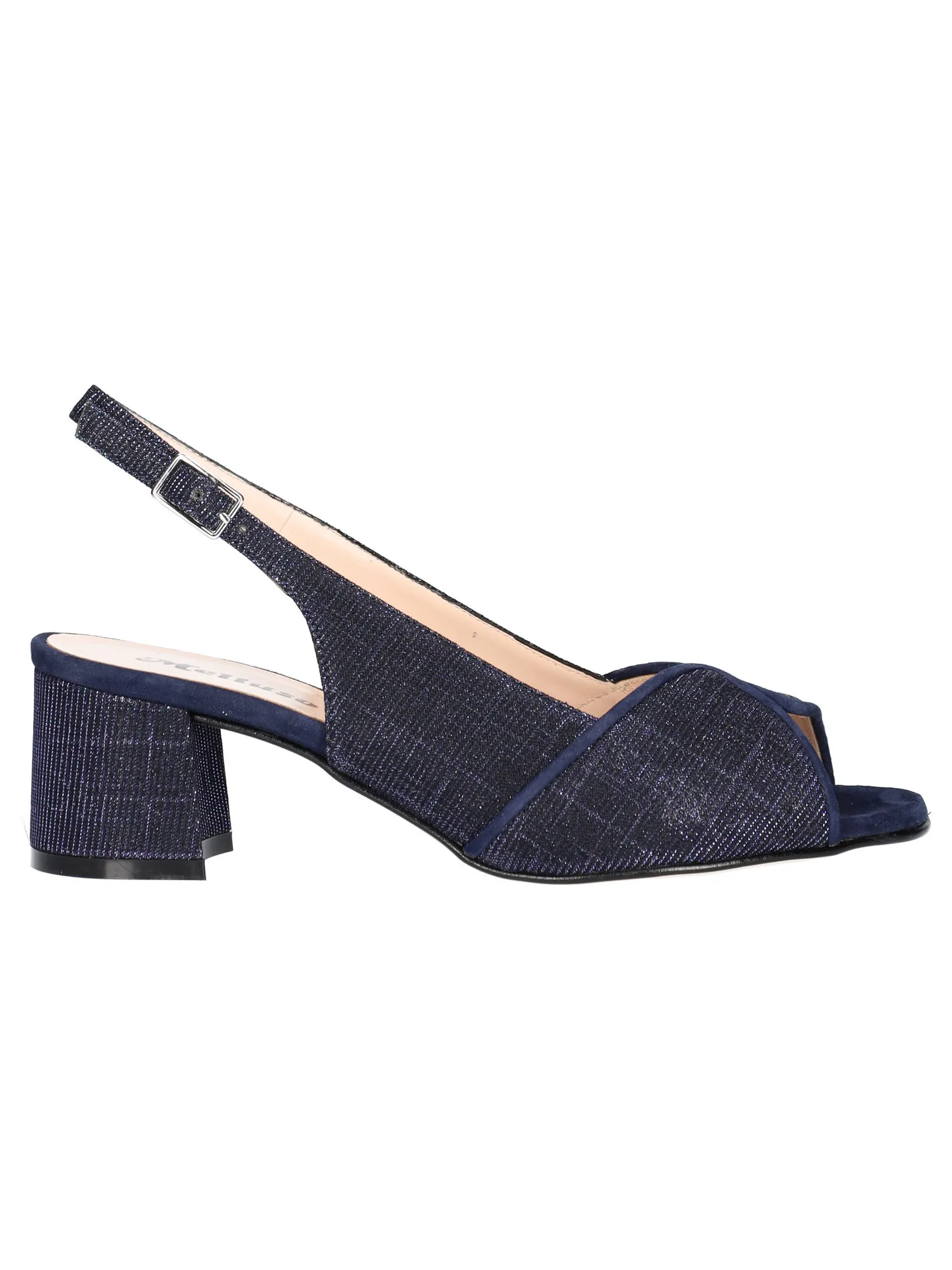 Sandalo tacco largo Melluso da donna blu glitter